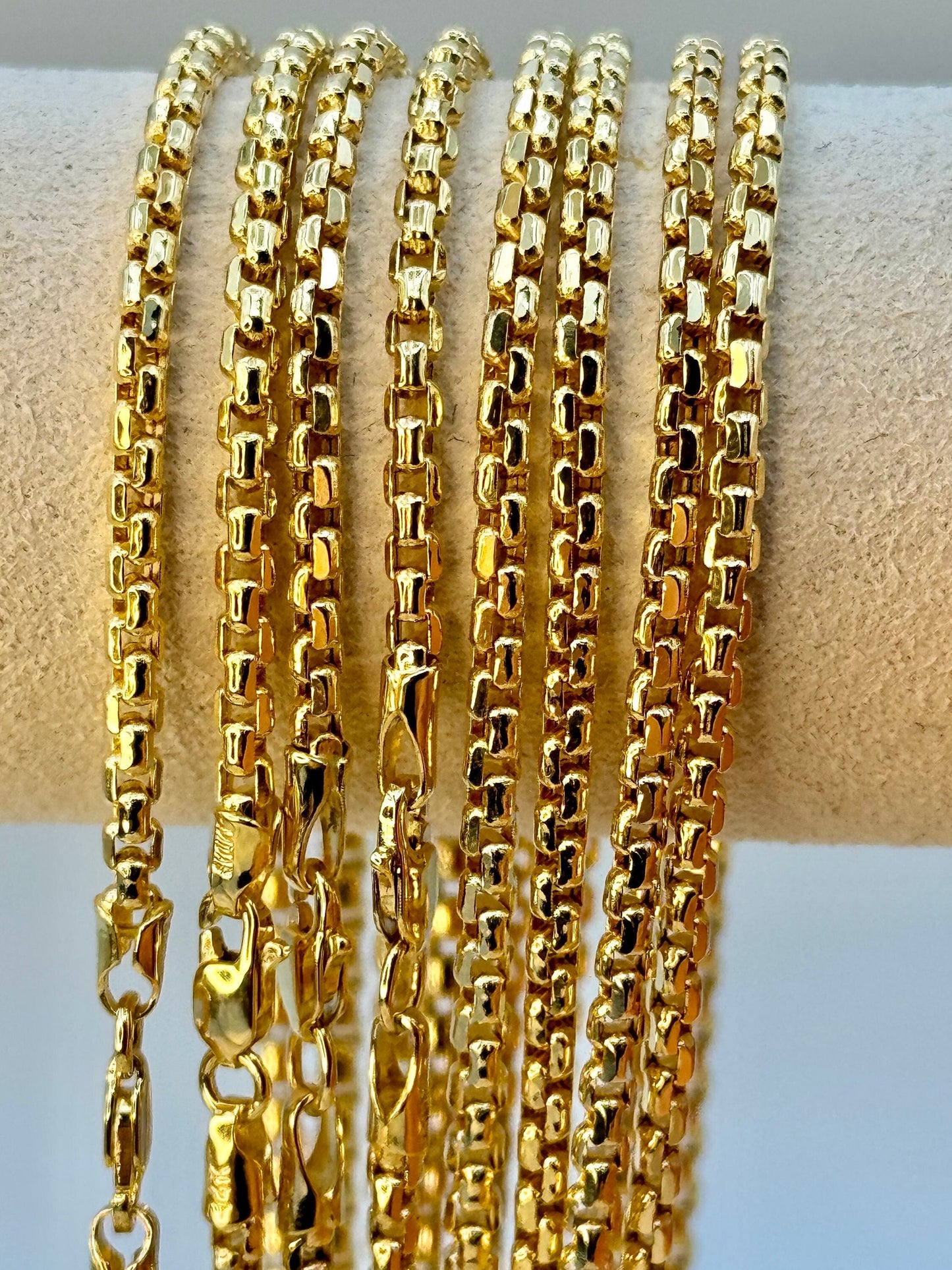 14K Solid Gold Box Chain Necklace - 2.55mm Thickness, Available in 18", 20", 22", 24" Inches | Genuine Gold Chain for Men & Women | Perfect Birthday Gift