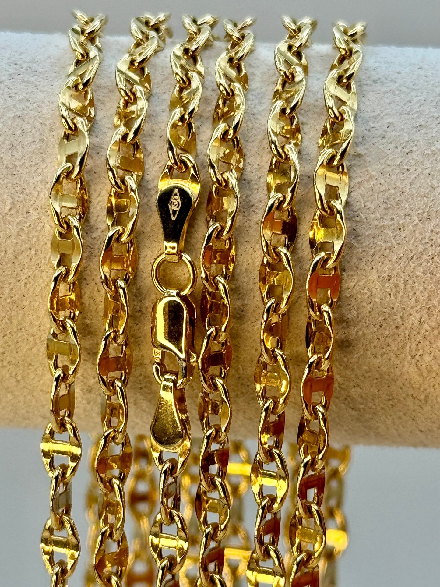 Collier chaîne d'ancre en or massif 18 carats – 50,8 cm, 3,5 mm, motif marin, véritable or 18 carats, cadeau idéal