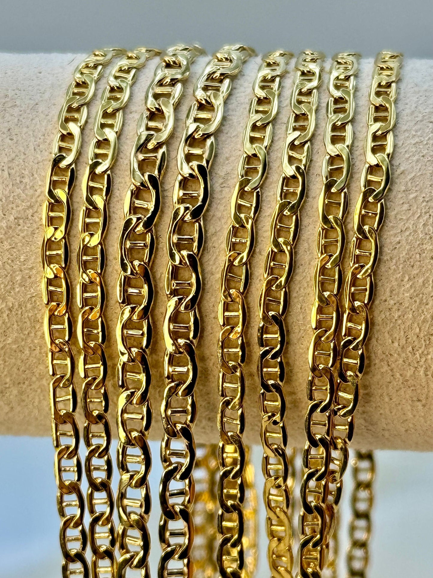 Collier chaîne ancre plate en or 18 carats – Chaîne marine de 2,5 mm, véritable or 18 carats, idéal pour elle ou lui, cadeau de Noël