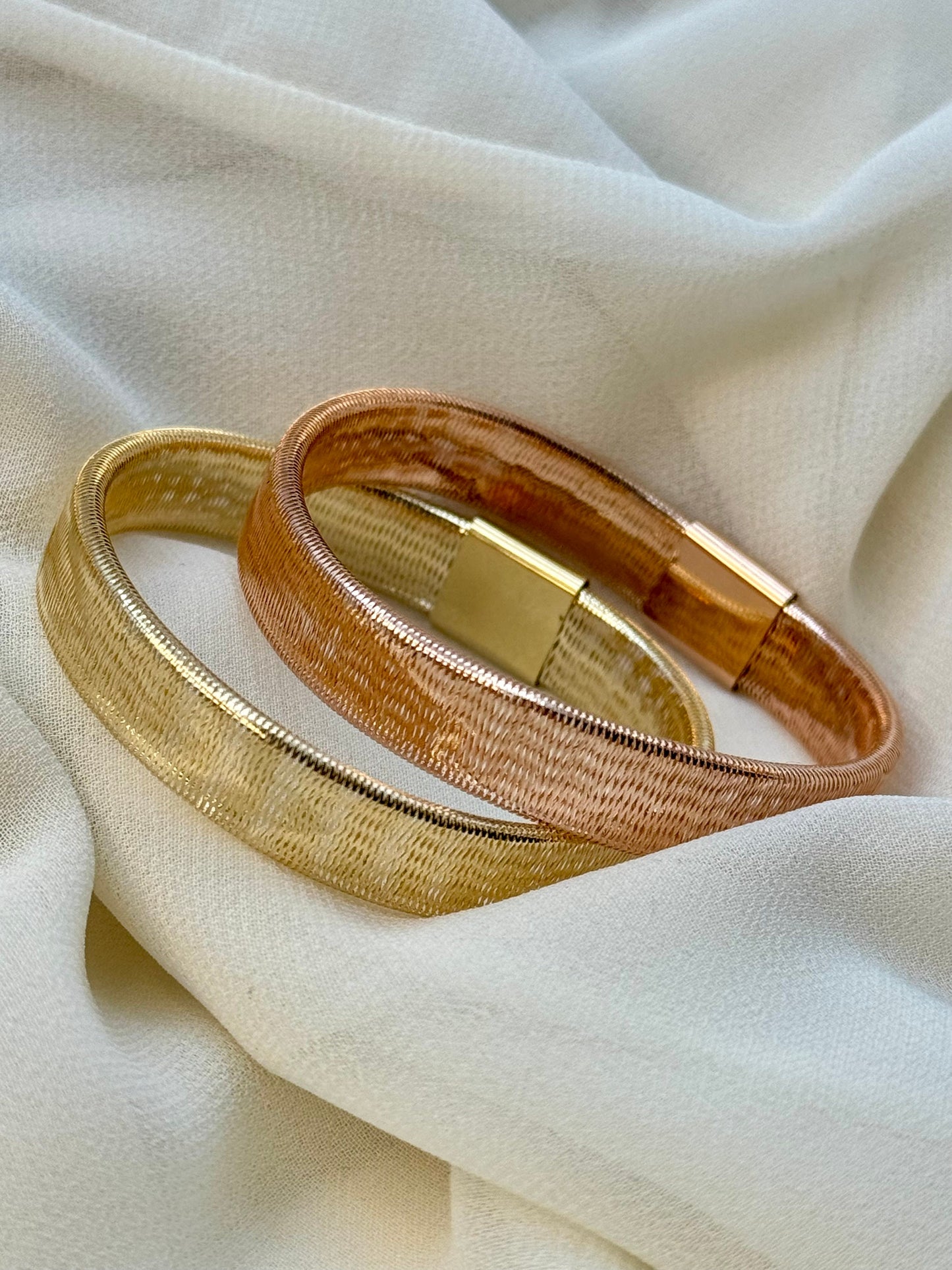 Bracelet jonc en maille d'or 18 carats | Bracelet à maillons en or véritable 18 carats pour femme | Cadeau d'anniversaire élégant pour elle