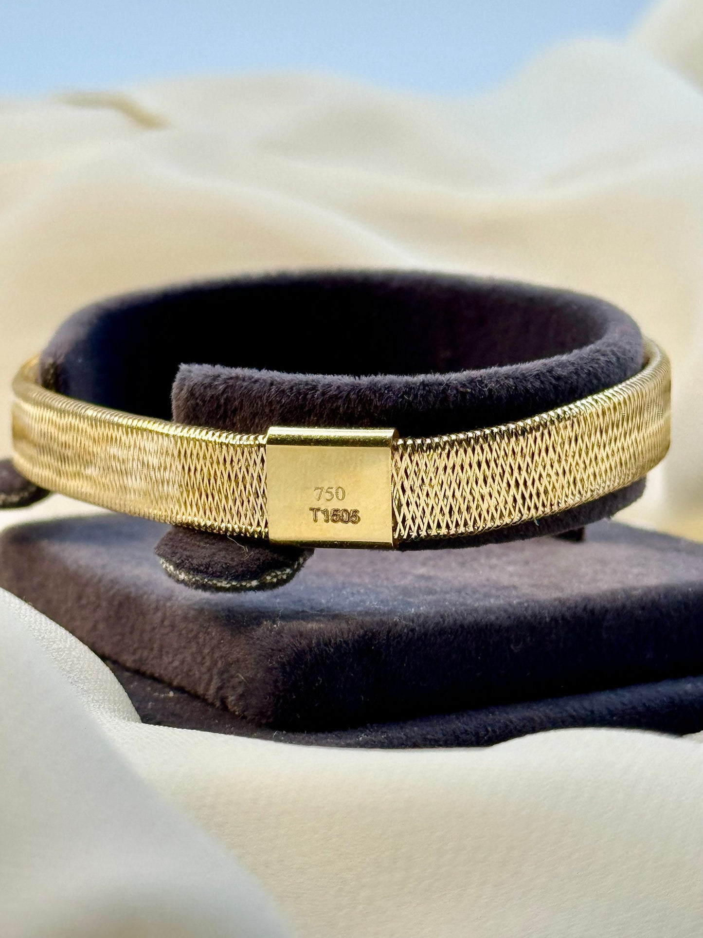 Bracelet jonc en maille d'or 18 carats | Bracelet à maillons en or véritable 18 carats pour femme | Cadeau d'anniversaire élégant pour elle