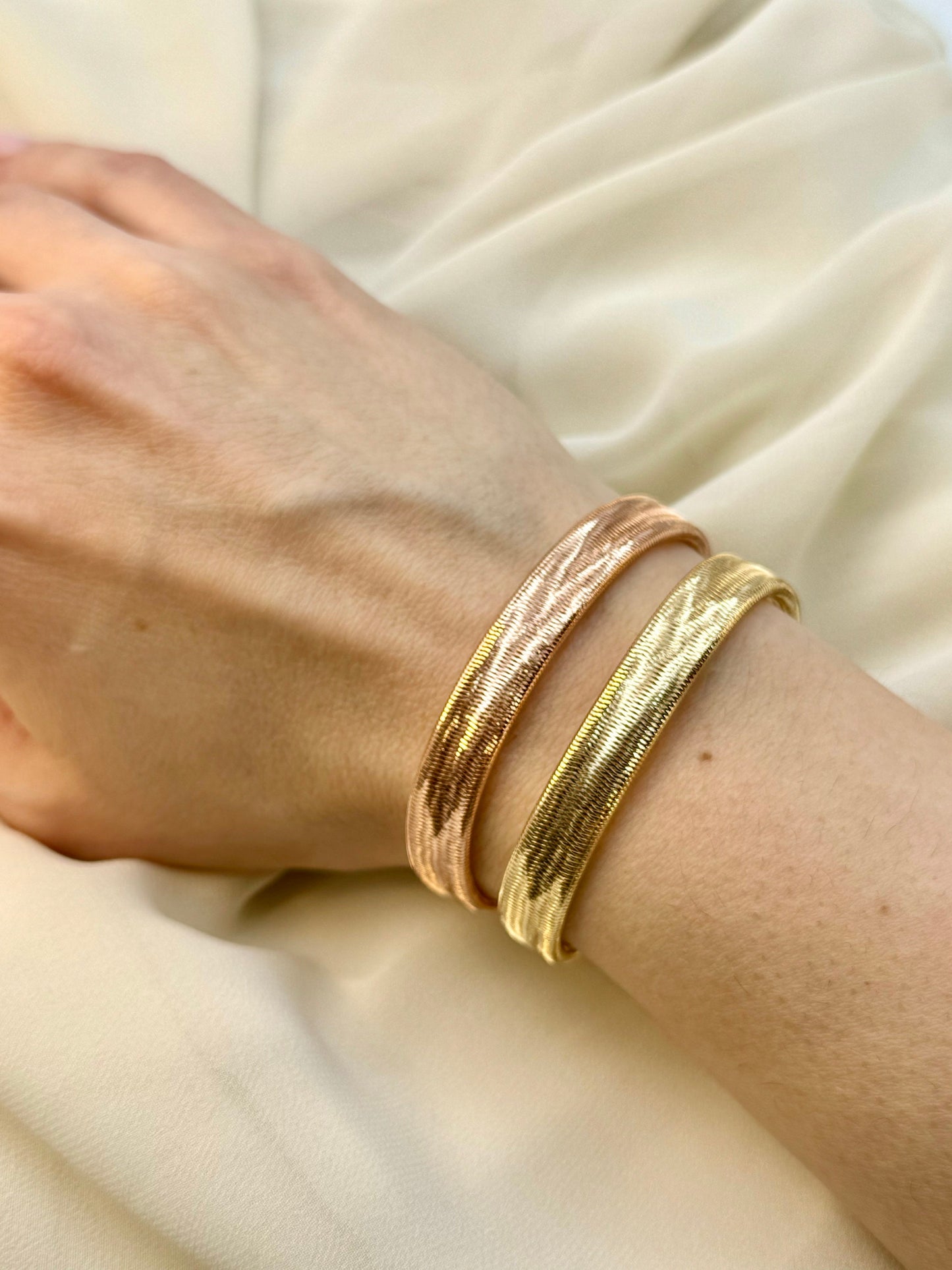 Bracelet jonc en maille d'or 18 carats | Bracelet à maillons en or véritable 18 carats pour femme | Cadeau d'anniversaire élégant pour elle