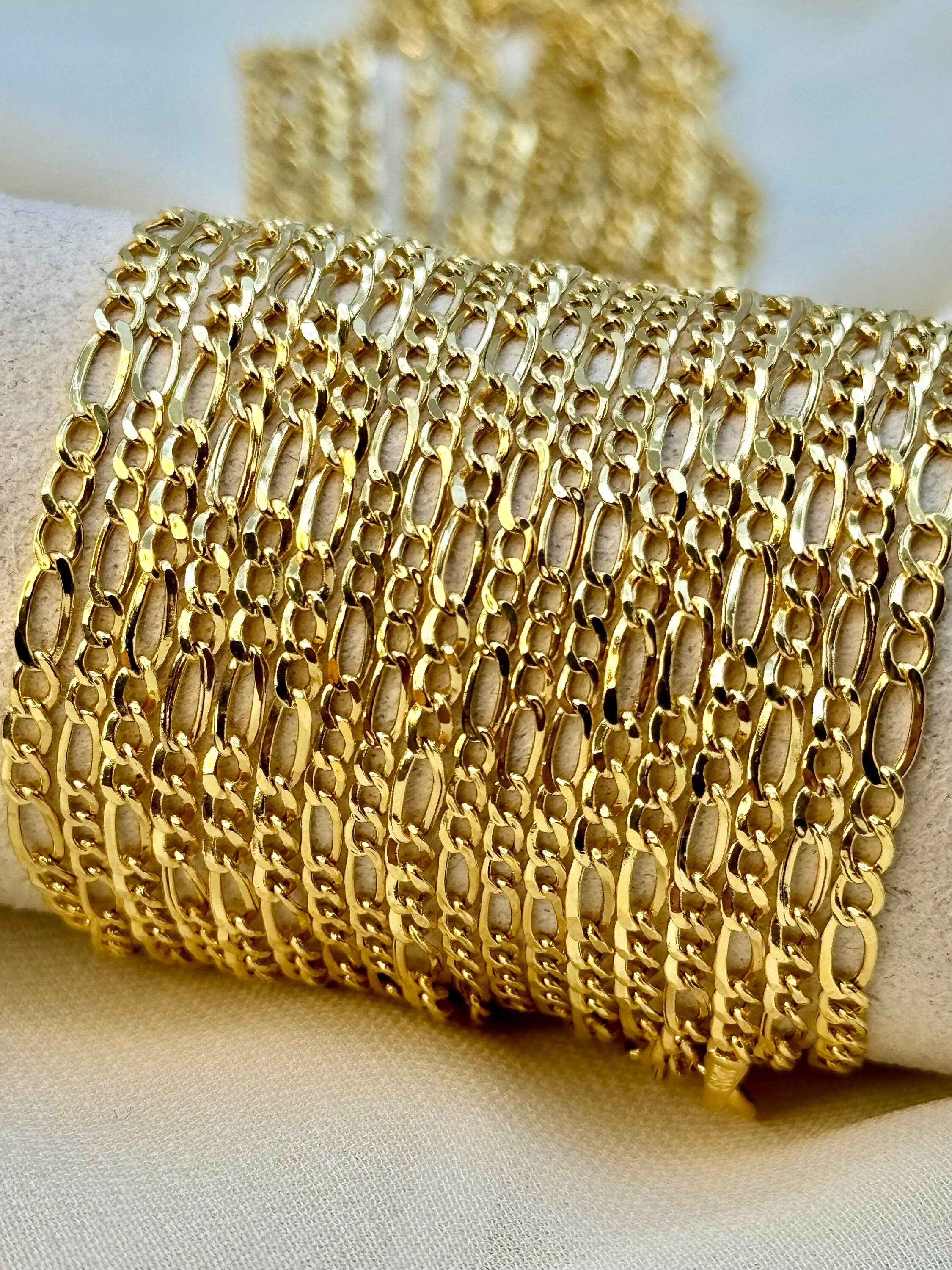 thumbnail image 2 of Handmade 18k Yellow Gold Filled Men's Figaro Chain – 12mm Wide, 58cm Length – Bling Statement Necklace 2 of 5