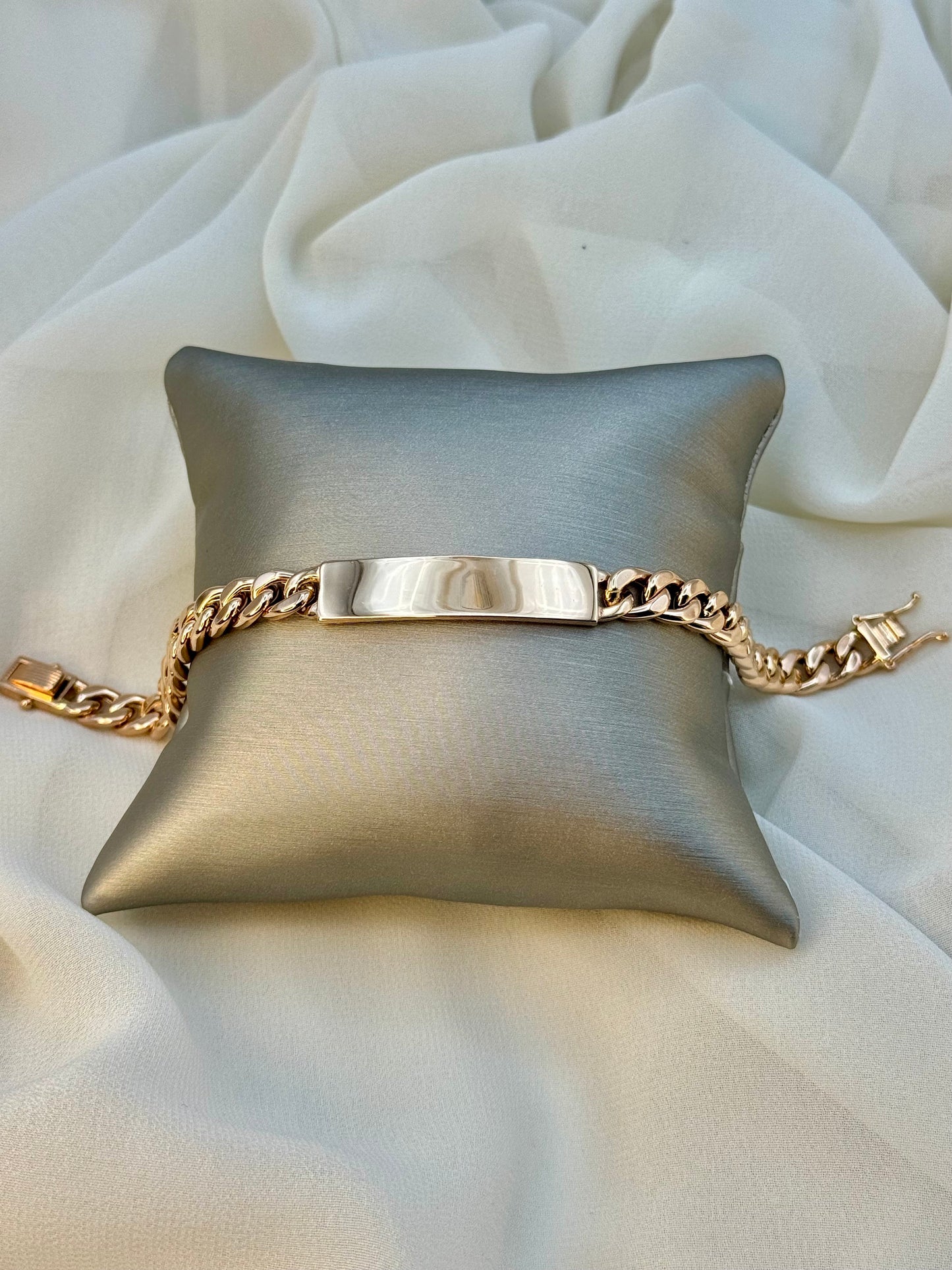 18K Rose Gold Curb ID Bracelet, 7mm, Real 18K Gold, Perfect Christmas & Birthday Gift for Him & Her, Anniversary Gift