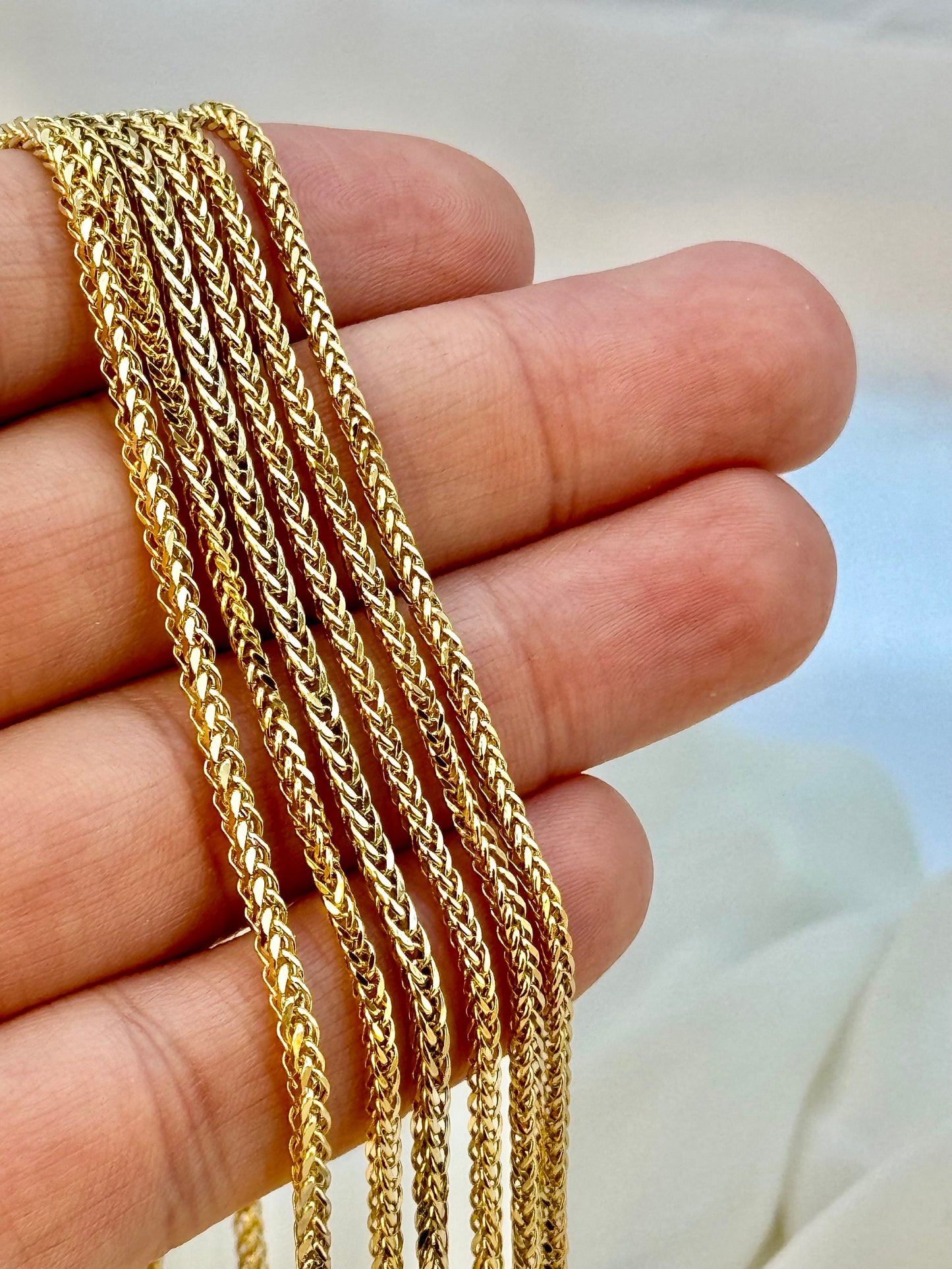 18K Real Gold Franco Foxtail Chain Necklace – 2.5mm | Elegant Gift for Anniversaries & Birthdays | Ideal for Him & Her