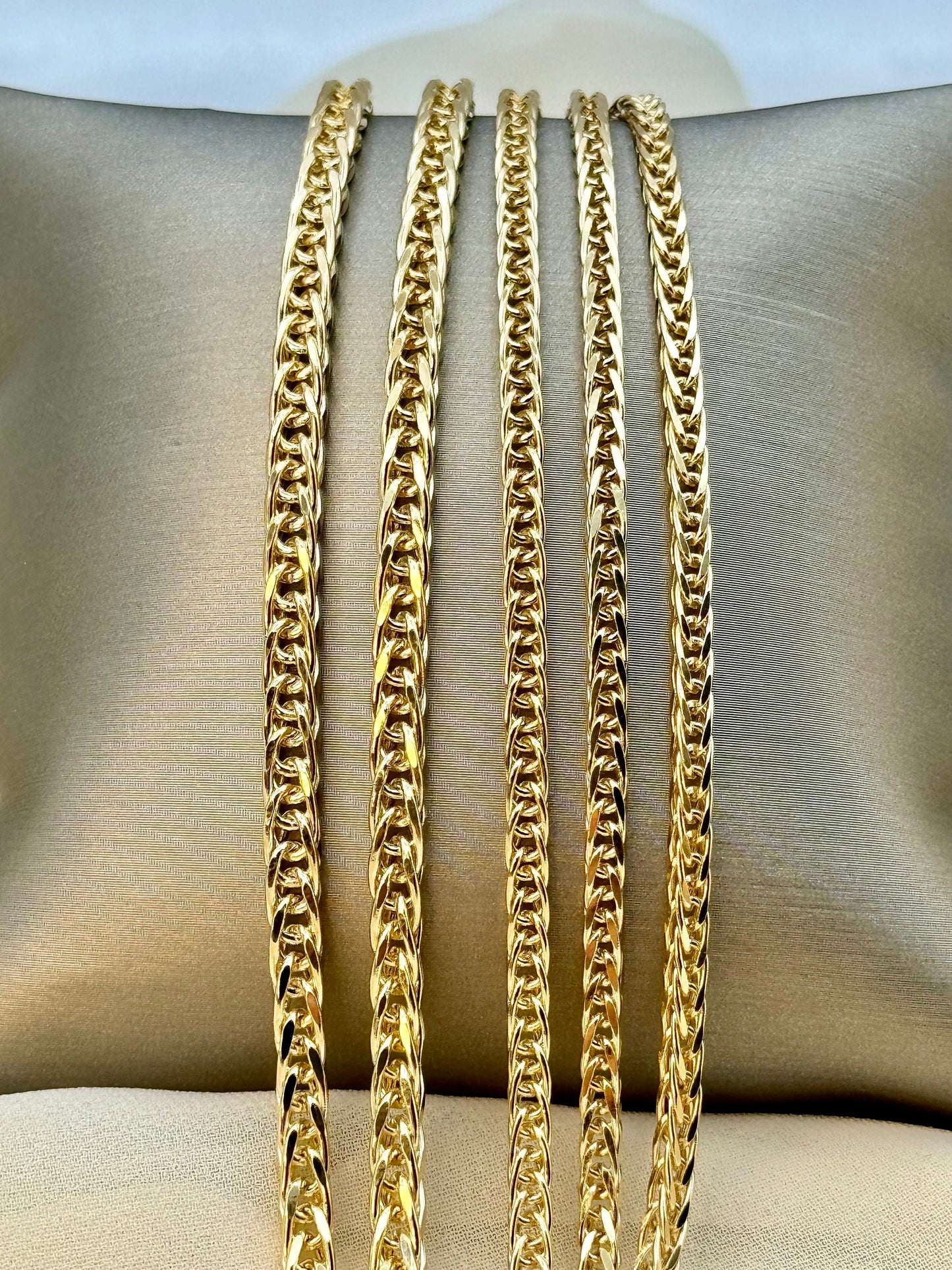 Chaîne Franco en or massif 14 carats – Design queue de renard premium | Chaîne Franco carrée tendance | Cadeau idéal pour elle et lui