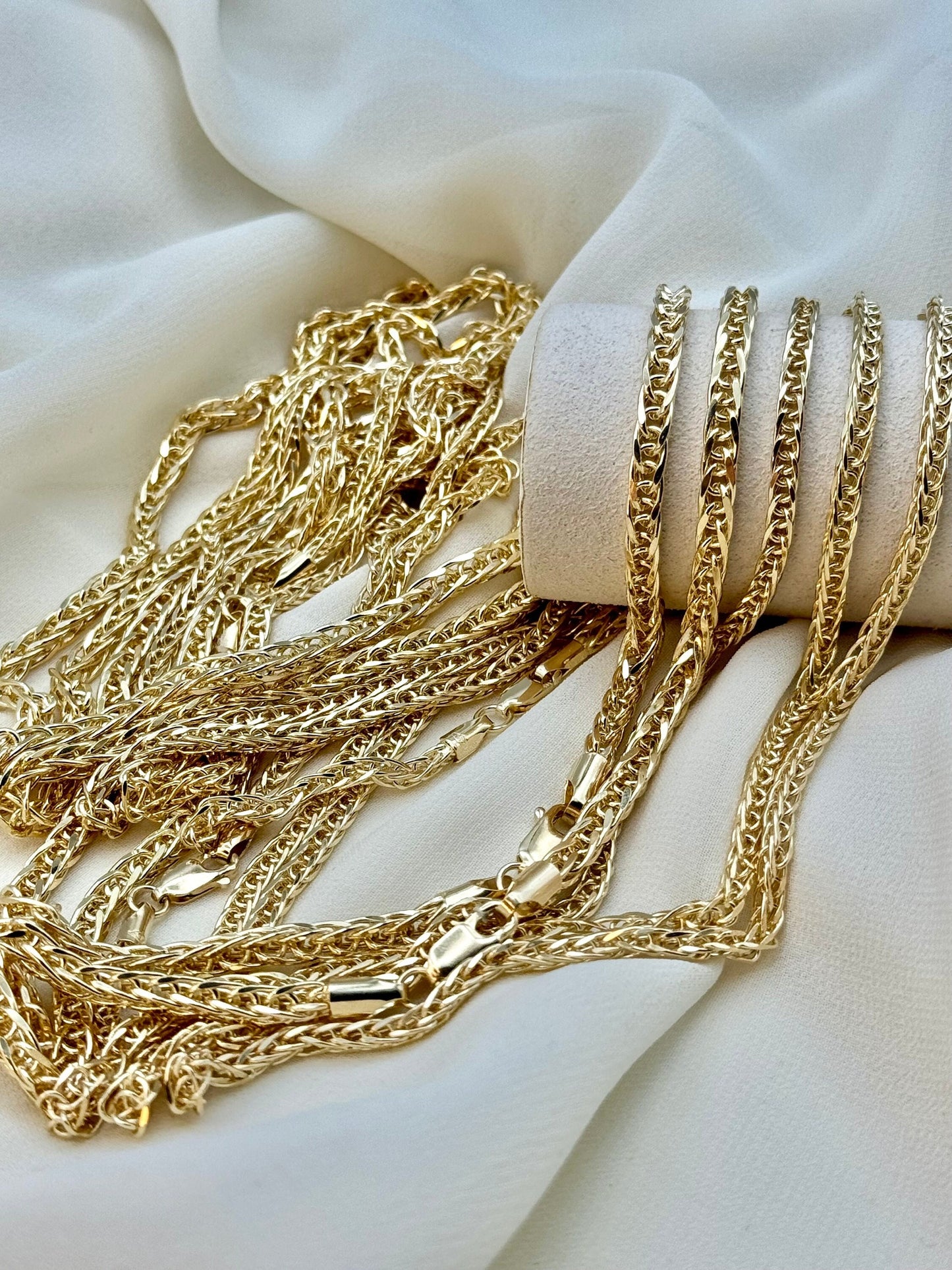 Chaîne Franco en or massif 14 carats – Design queue de renard premium | Chaîne Franco carrée tendance | Cadeau idéal pour elle et lui