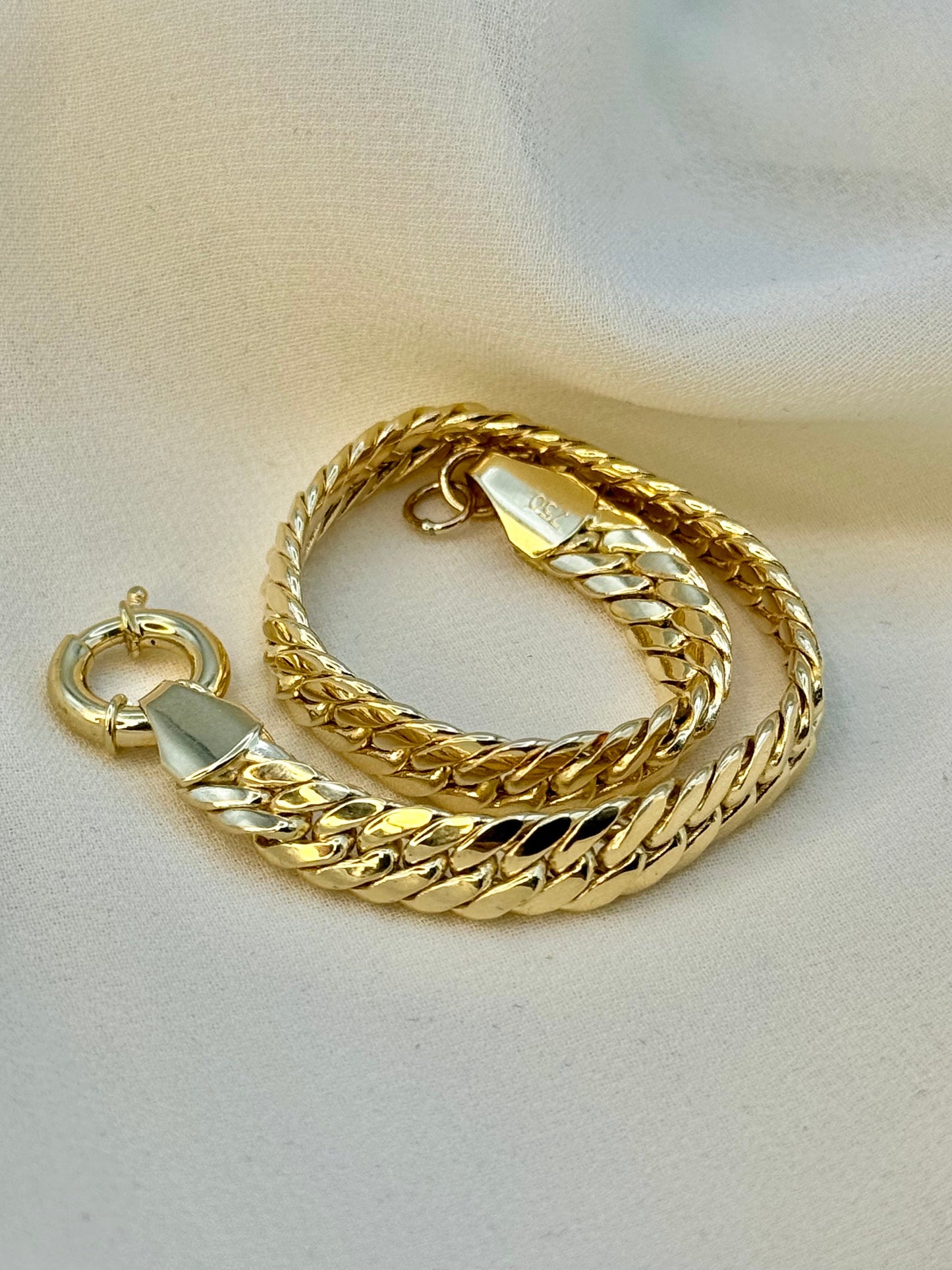 18K Gold Curb Bracelet, 6.5MM, Cuban Chain Bracelet-18K Curb Link Bracelet for Men & Women- Real 18k Gold- 7.5"Length - Birthday Gift.