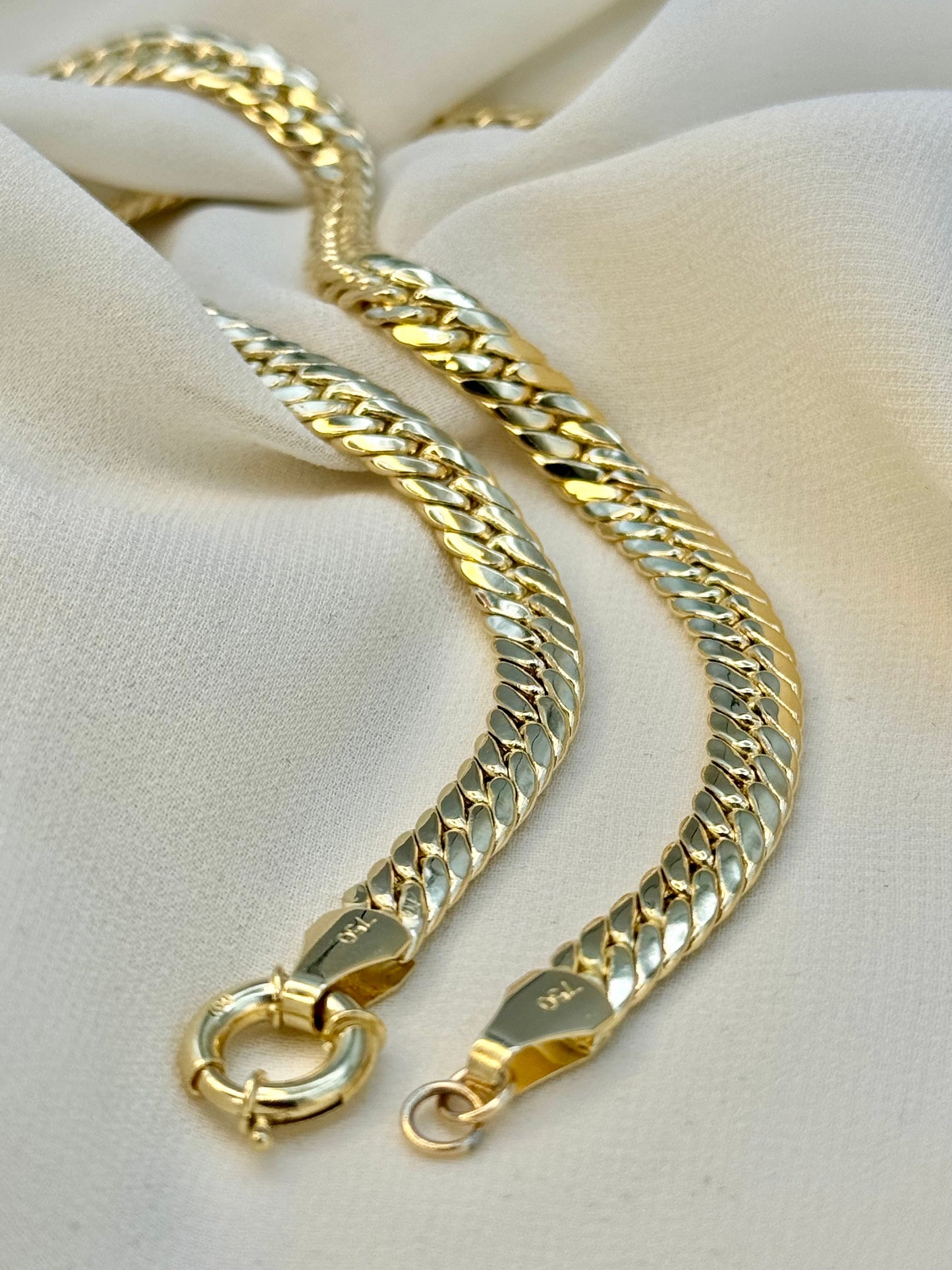 18K Gold Curb Bracelet, 6.5MM, Cuban Chain Bracelet-18K Curb Link Bracelet for Men & Women- Real 18k Gold- 7.5"Length - Birthday Gift.