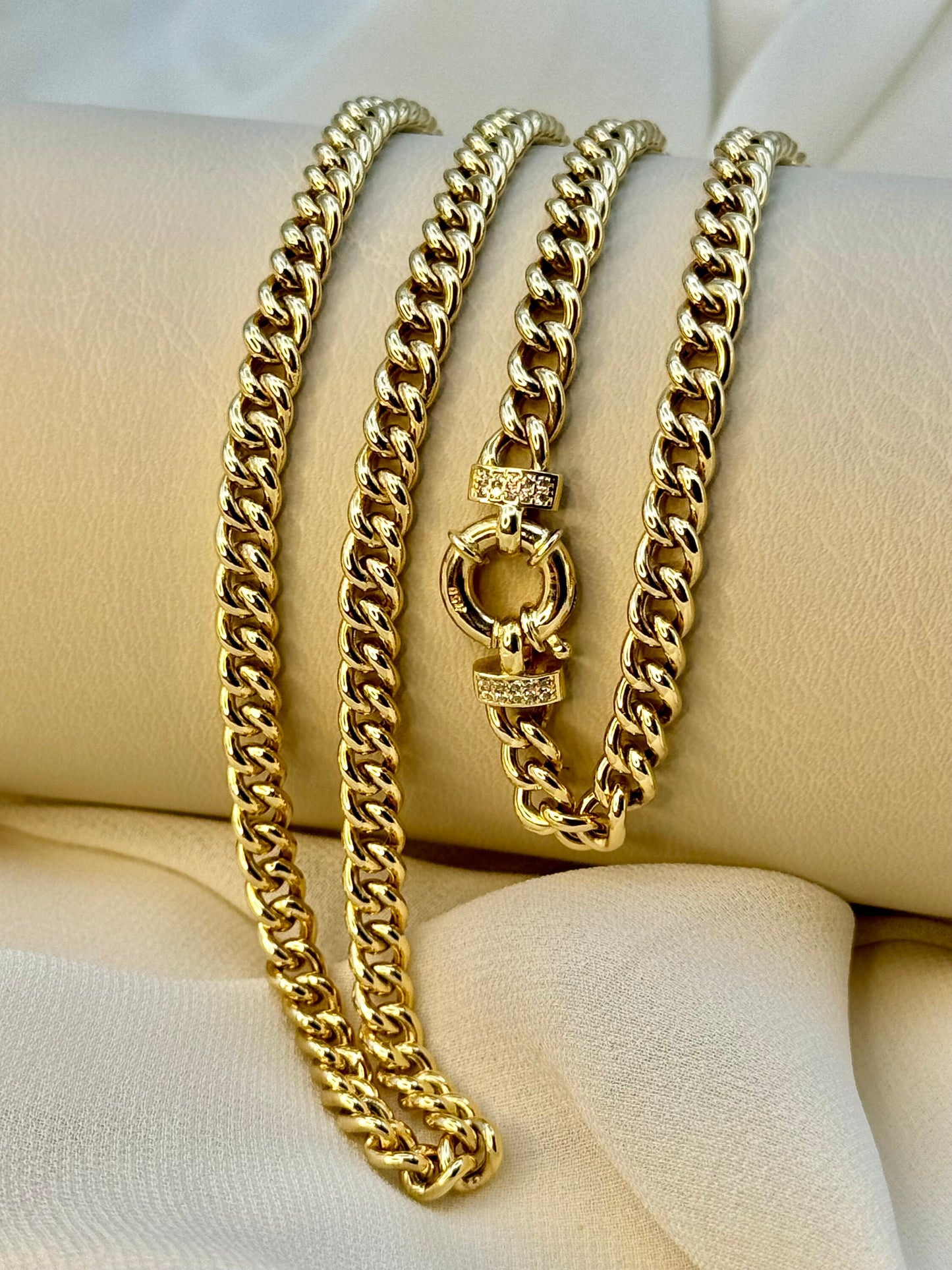 Collier à maillons gourmette en or massif 18 carats – 5 mm, 17,5 po – Chaîne cubaine en or véritable pour hommes et femmes, cadeau unisexe, anniversaire ou occasion spéciale.