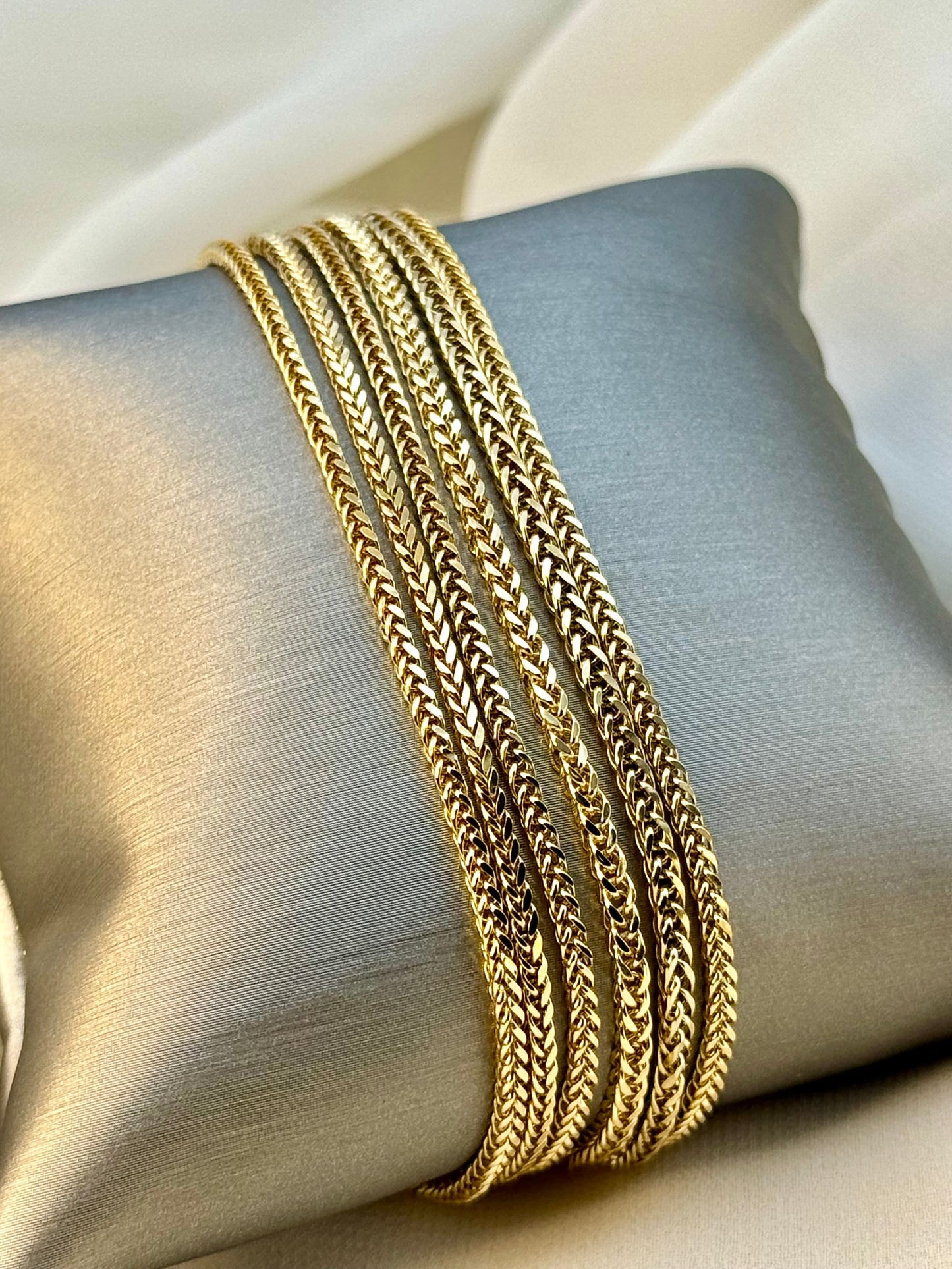 18K Real Gold Franco Foxtail Chain Necklace – 2.5mm | Elegant Gift for Anniversaries & Birthdays | Ideal for Him & Her