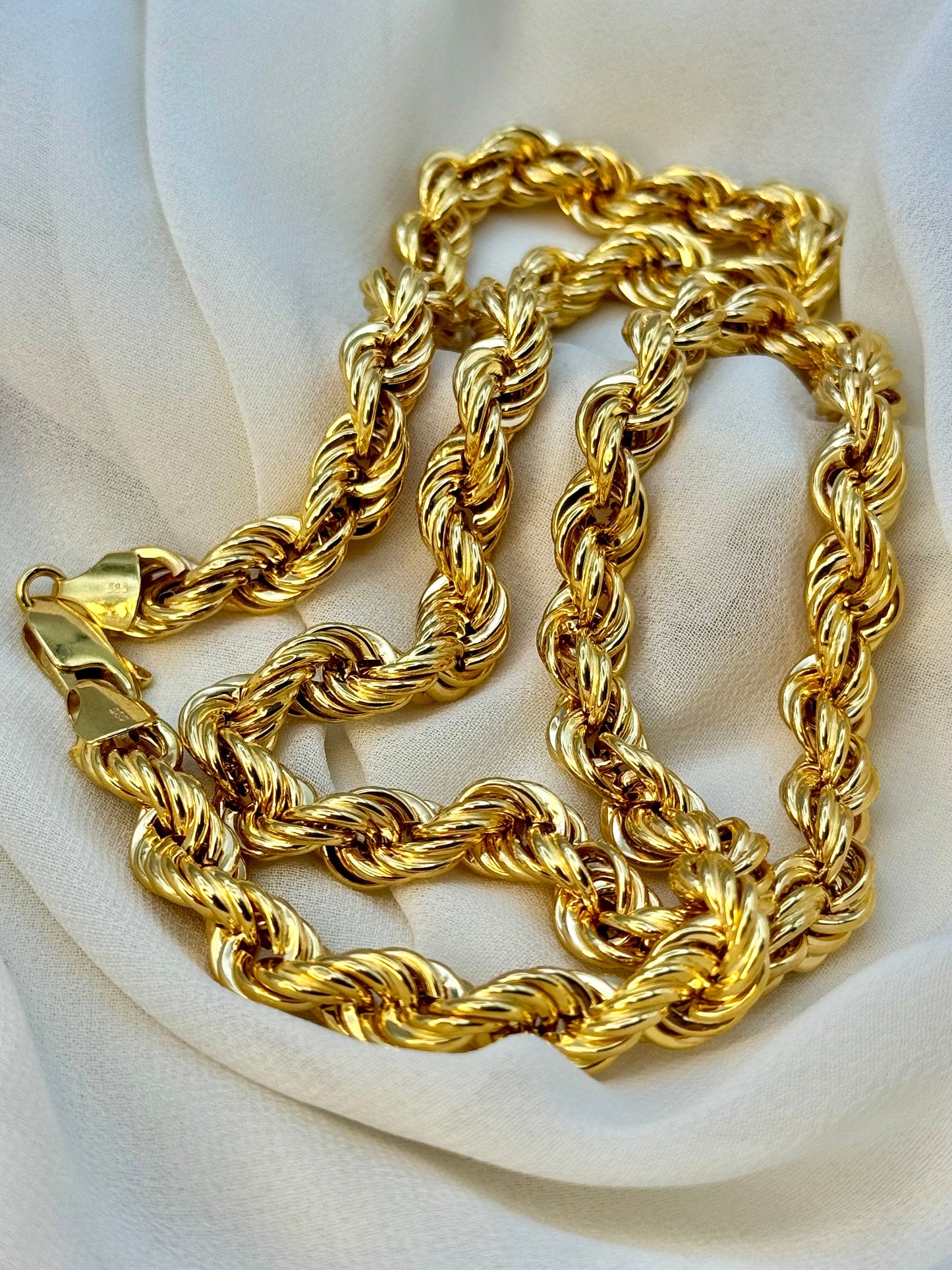 Yellow Gold Chunky Rope chain.