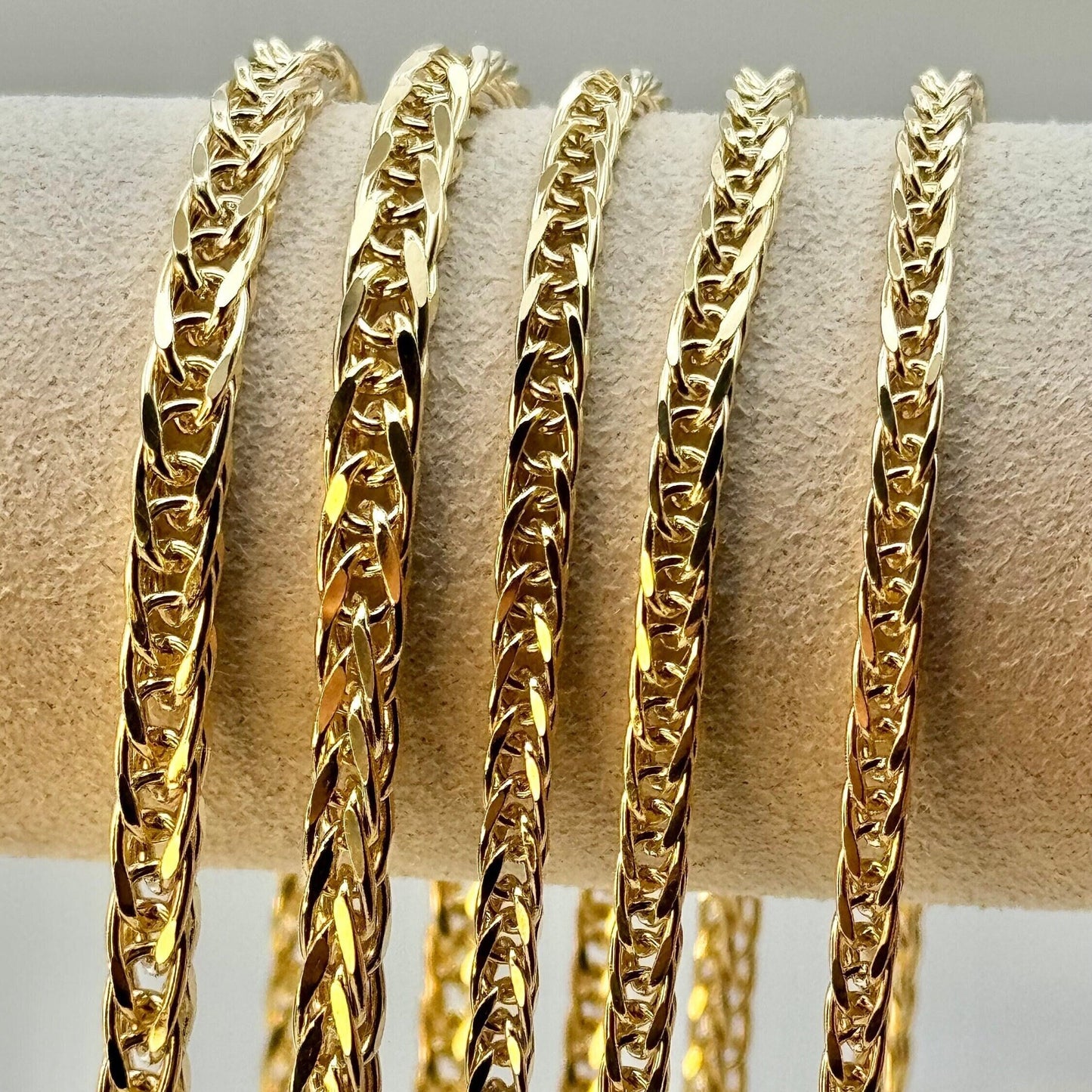 Chaîne Franco en or massif 14 carats – Design queue de renard premium | Chaîne Franco carrée tendance | Cadeau idéal pour elle et lui