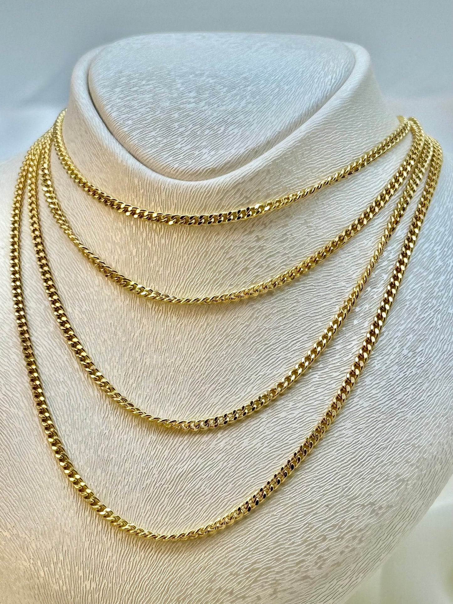 18k Gold Curb Link Chain Necklace, 2mm & 1.5mm Real Gold, Unisex Design, Perfect Gift for Him & Her, Ladies Gold Chain, Birthday Gift Idea