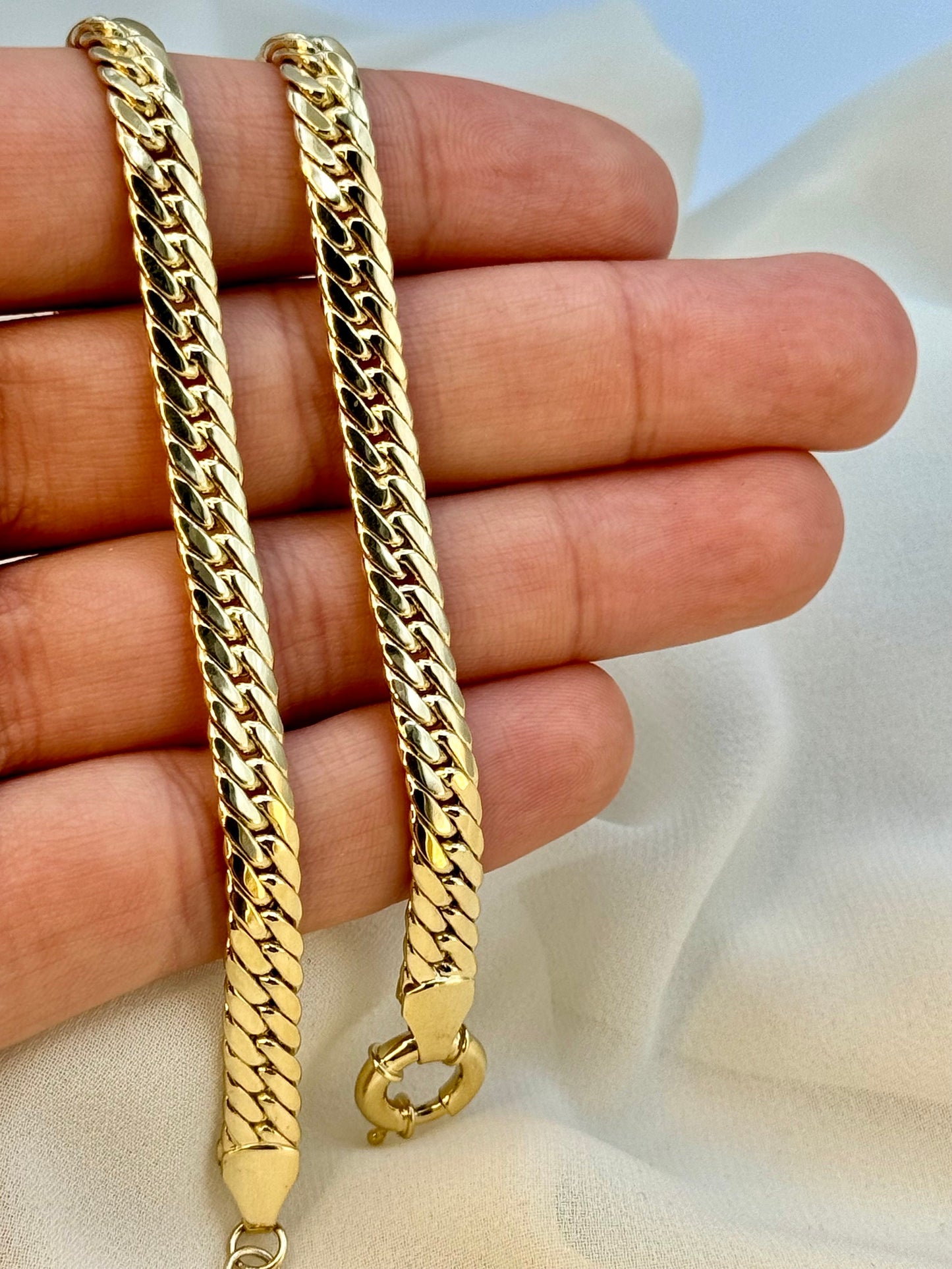 18K Gold Curb Bracelet, 6.5MM, Cuban Chain Bracelet-18K Curb Link Bracelet for Men & Women- Real 18k Gold- 7.5"Length - Birthday Gift.
