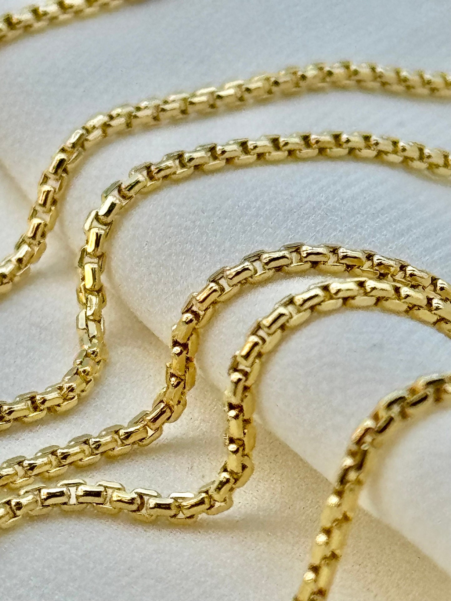 14K Solid Yellow Gold Box Chain Necklace – Real Gold, Box Link Design, Perfect Gift for Him or Her, Birthday & Anniversary Gift