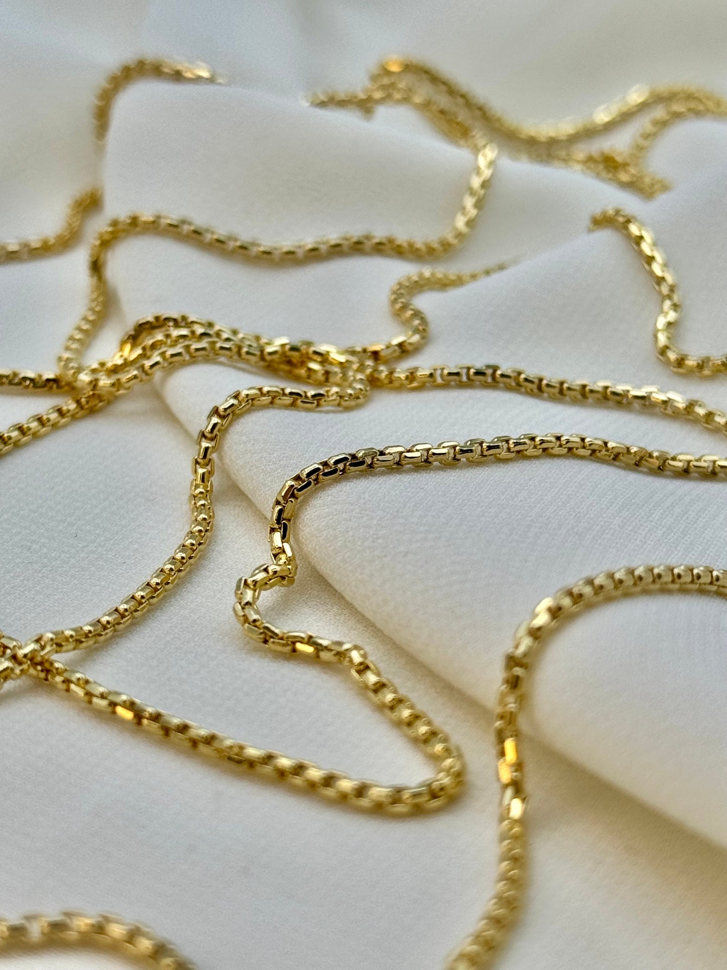 14K Solid Yellow Gold Box Chain Necklace – Real Gold, Box Link Design, Perfect Gift for Him or Her, Birthday & Anniversary Gift