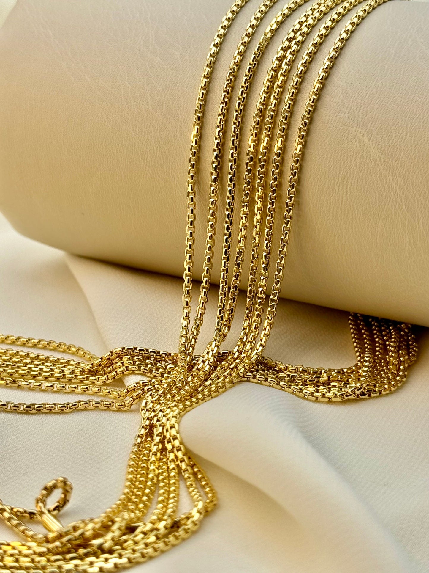 14K Solid Yellow Gold Box Chain Necklace – Real Gold, Box Link Design, Perfect Gift for Him or Her, Birthday & Anniversary Gift