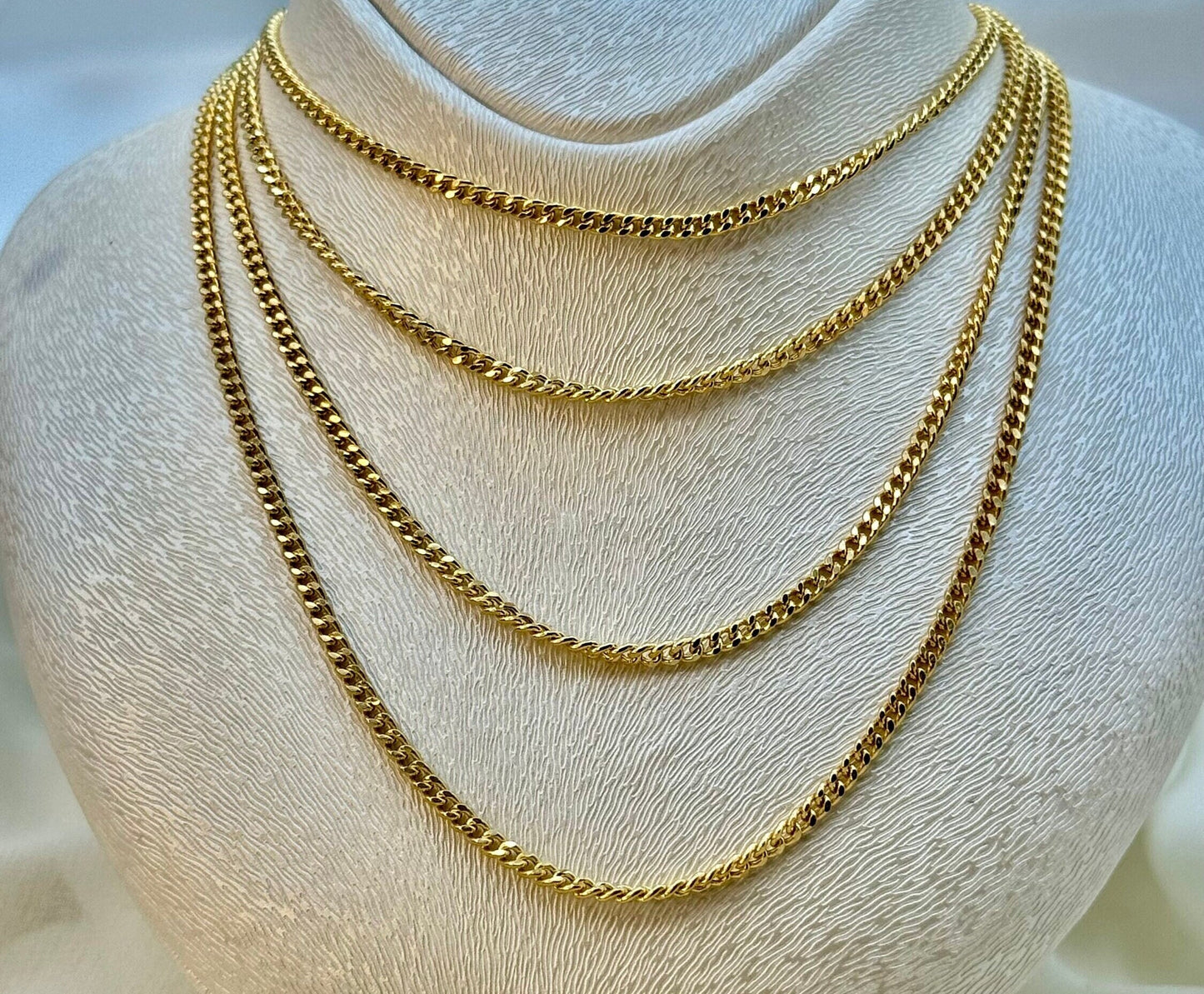 18k Gold Curb Link Chain Necklace, 2mm & 1.5mm Real Gold, Unisex Design, Perfect Gift for Him & Her, Ladies Gold Chain, Birthday Gift Idea