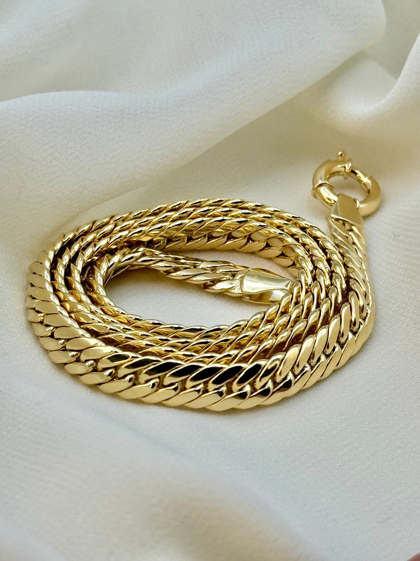Collier gourmette cubain en or 18 carats, 45,7 cm, 5,5 mm – Collier ras du cou en or véritable, cadeau idéal pour un anniversaire ou pour elle.