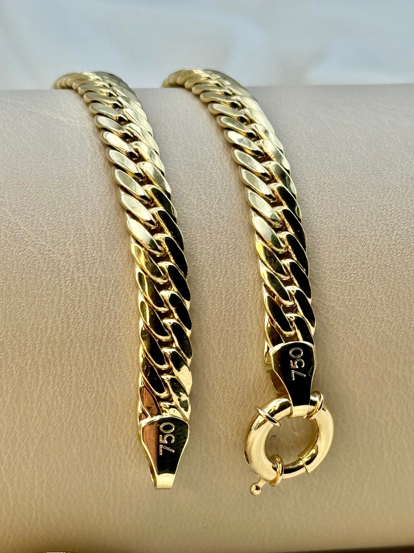 Collier gourmette cubaine en or 18 carats – 45,7 cm (18 po) – 5,5 mm, véritable or 18 carats, idéal pour un anniversaire ou une naissance.
