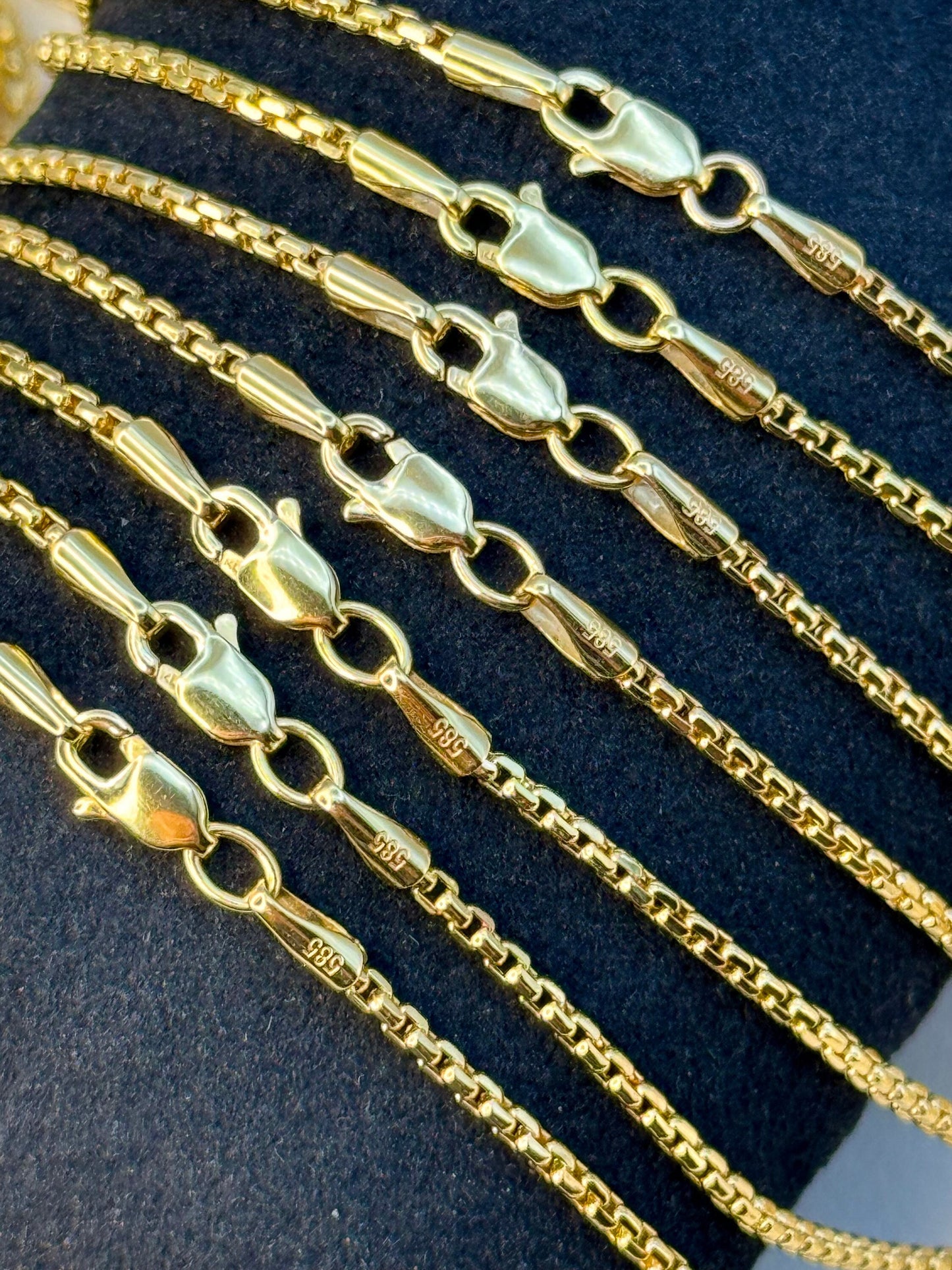 14K Solid Yellow Gold Box Chain Necklace – Real Gold, Box Link Design, Perfect Gift for Him or Her, Birthday & Anniversary Gift