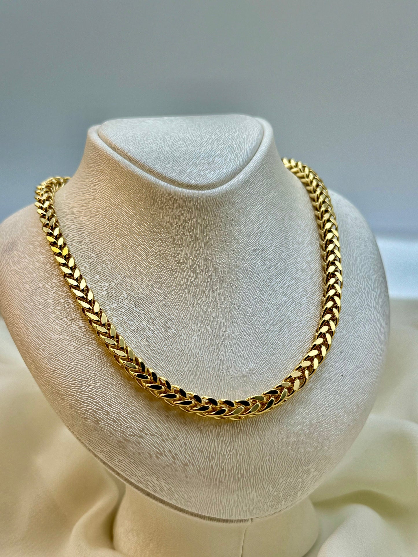 Chaîne Franco en or 14 carats, taille diamant, 4 mm, 50,8 cm, collier Franco en or véritable, chaîne tendance en or, cadeau d'anniversaire pour elle et lui.
