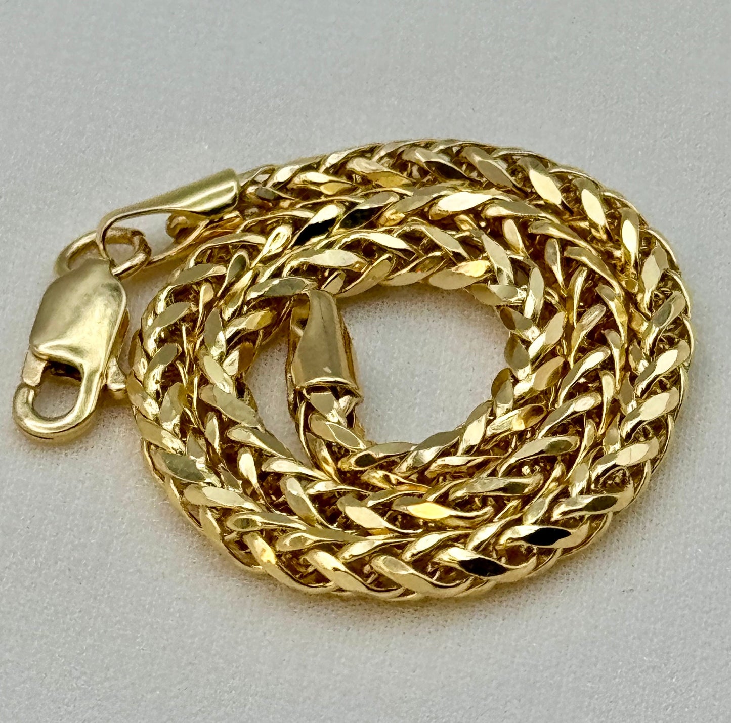 18k Real Gold Round Franco Bracelet Diamond Cut, 7.5", 3mm – Unisex Gold Chain, Gift for Him or Her, Birthday Gift, Unique 18k Gold Bracelet
