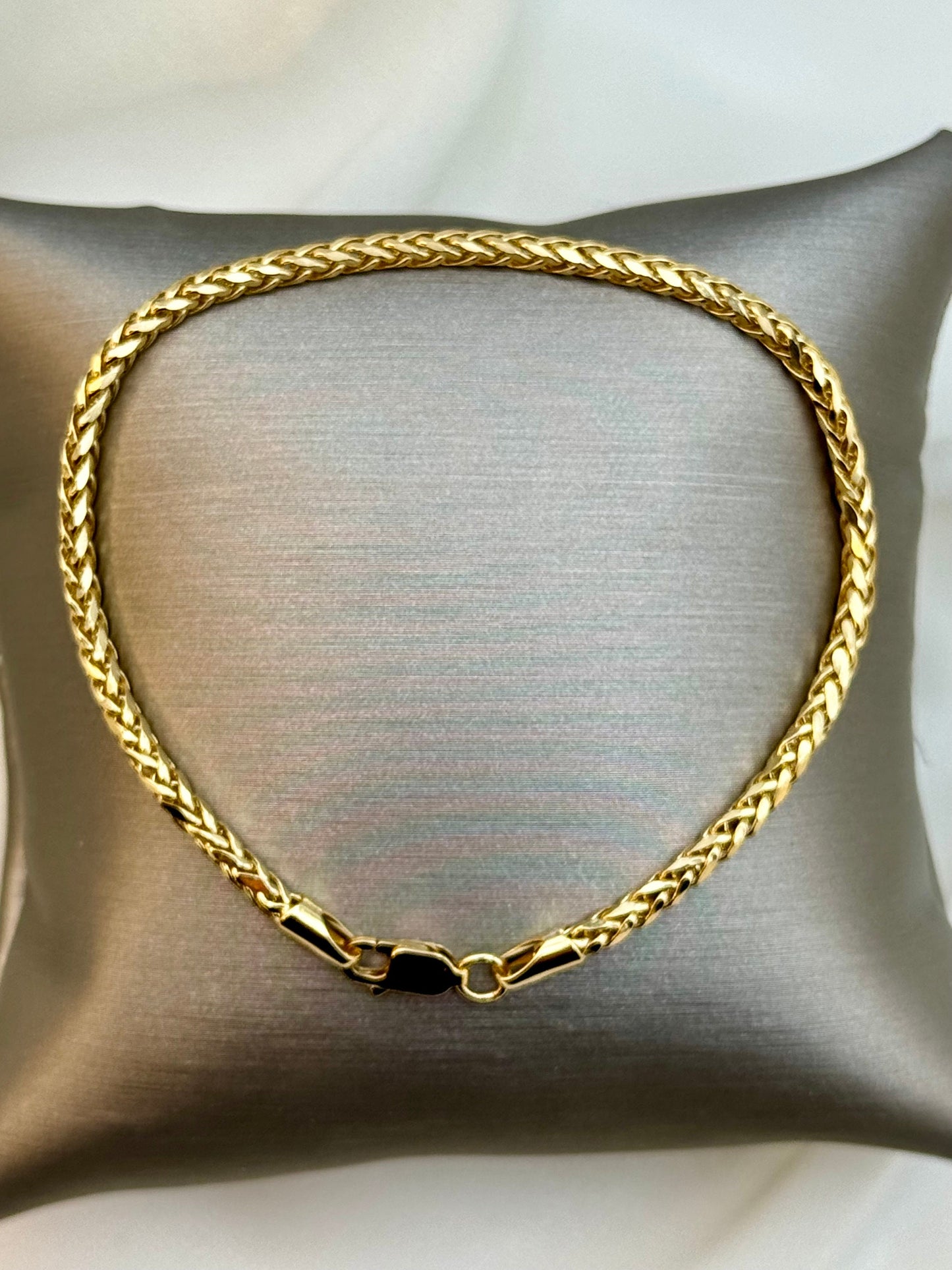 18k Real Gold Round Franco Bracelet Diamond Cut, 7.5", 3mm – Unisex Gold Chain, Gift for Him or Her, Birthday Gift, Unique 18k Gold Bracelet