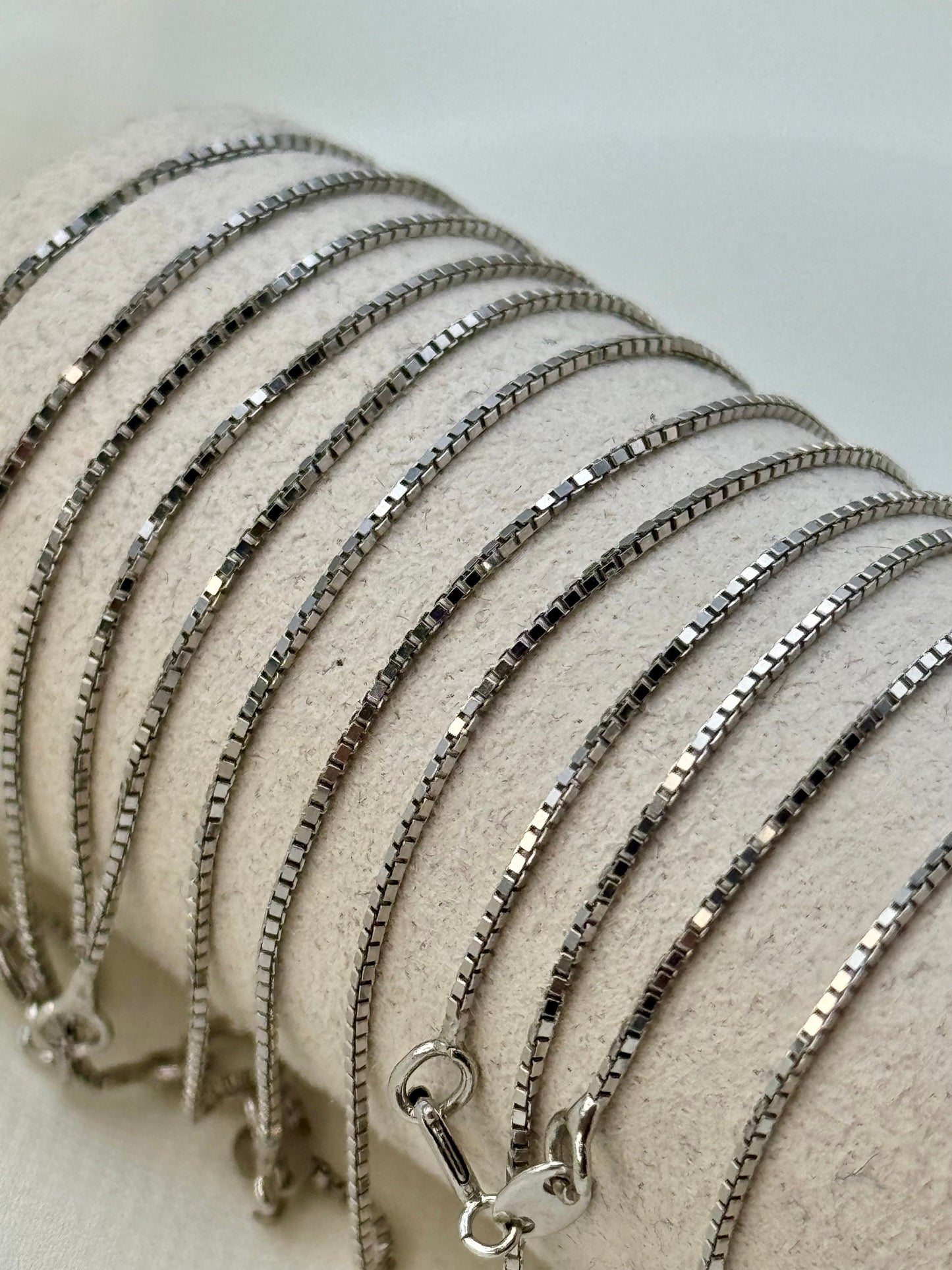 Collier chaîne à mailles vénitiennes en or massif 18 carats (47 cm) | Chaîne à mailles vénitiennes blanches en or véritable | Cadeau élégant pour homme et femme