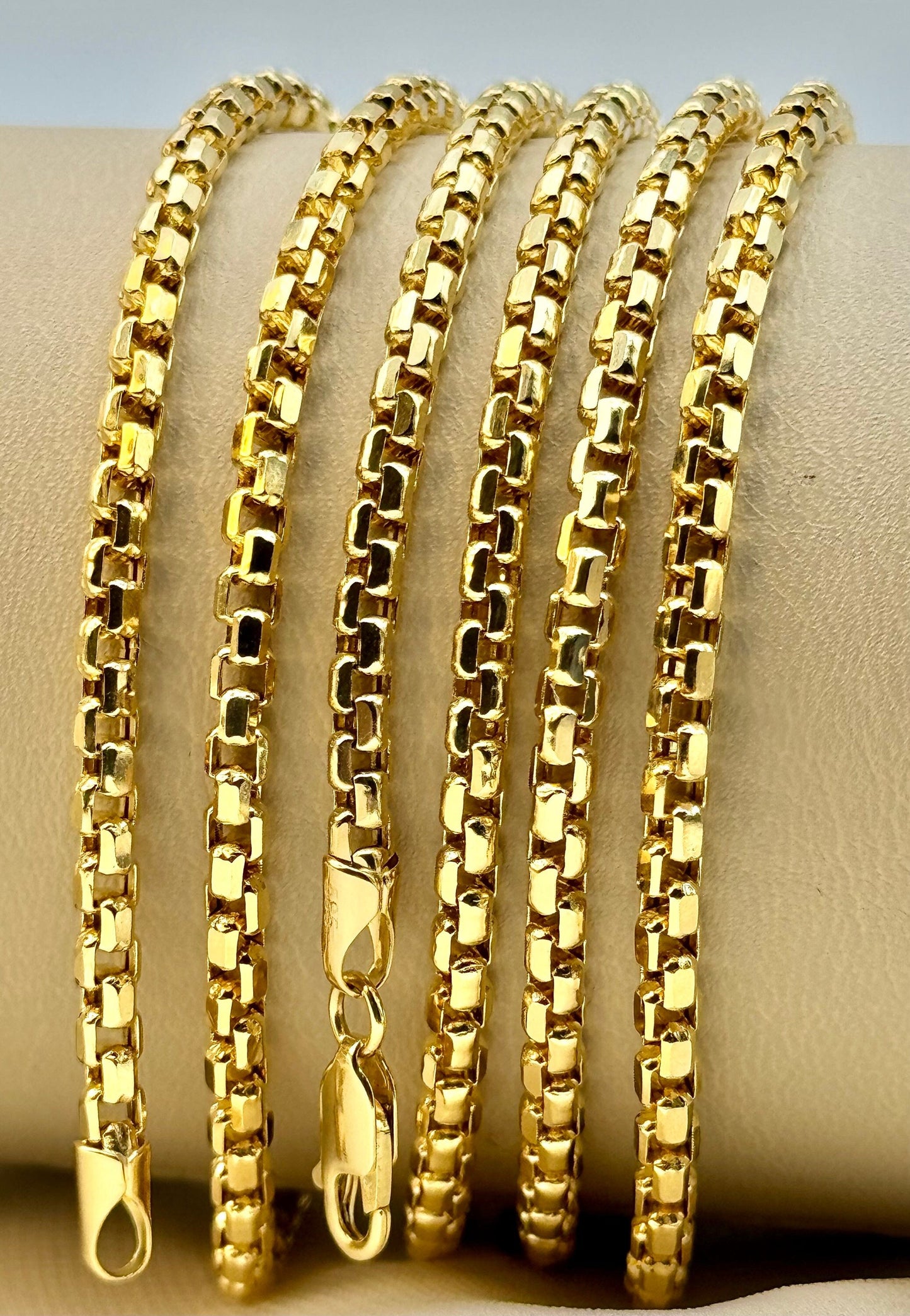 Collier à chaîne en or jaune massif 18 carats – Longueurs de 20, 22 et 24 pouces, chaîne à maillons en or véritable, parfaite pour les anniversaires et les anniversaires.