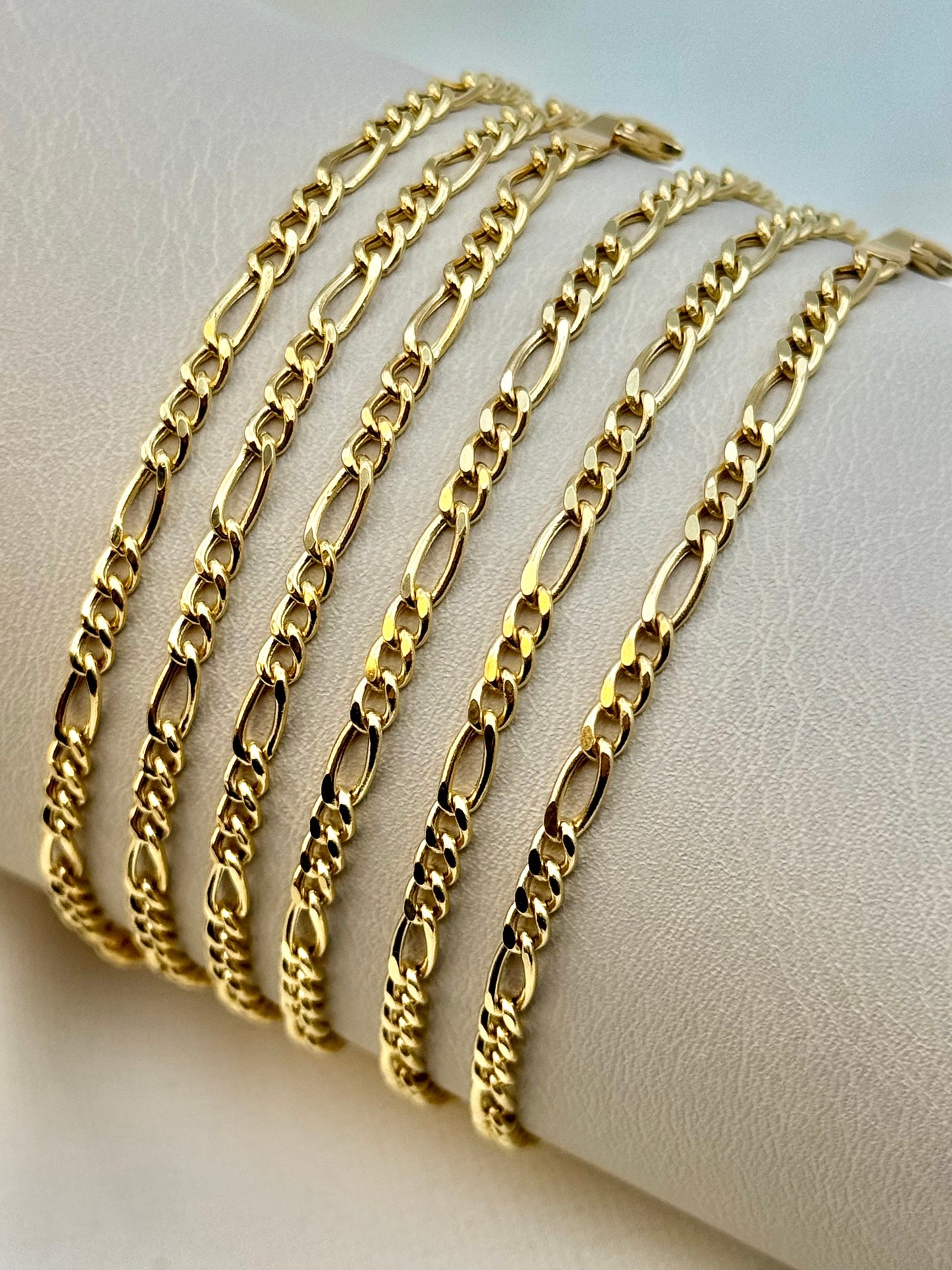 Collier chaîne Figaro en or 18 carats – Or véritable 3 mm pour hommes et femmes | Cadeau d'anniversaire parfait.