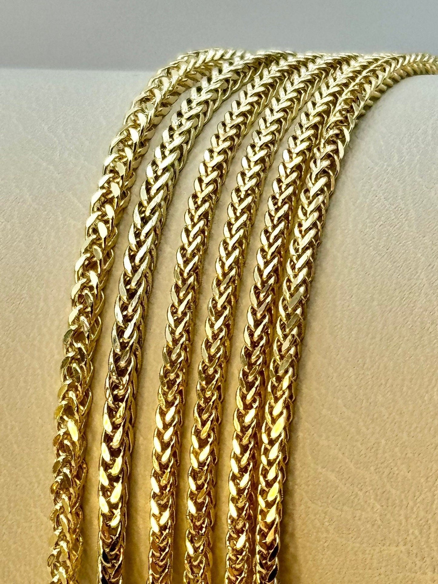 18K Real Gold Franco Foxtail Chain Necklace – 2.5mm | Elegant Gift for Anniversaries & Birthdays | Ideal for Him & Her