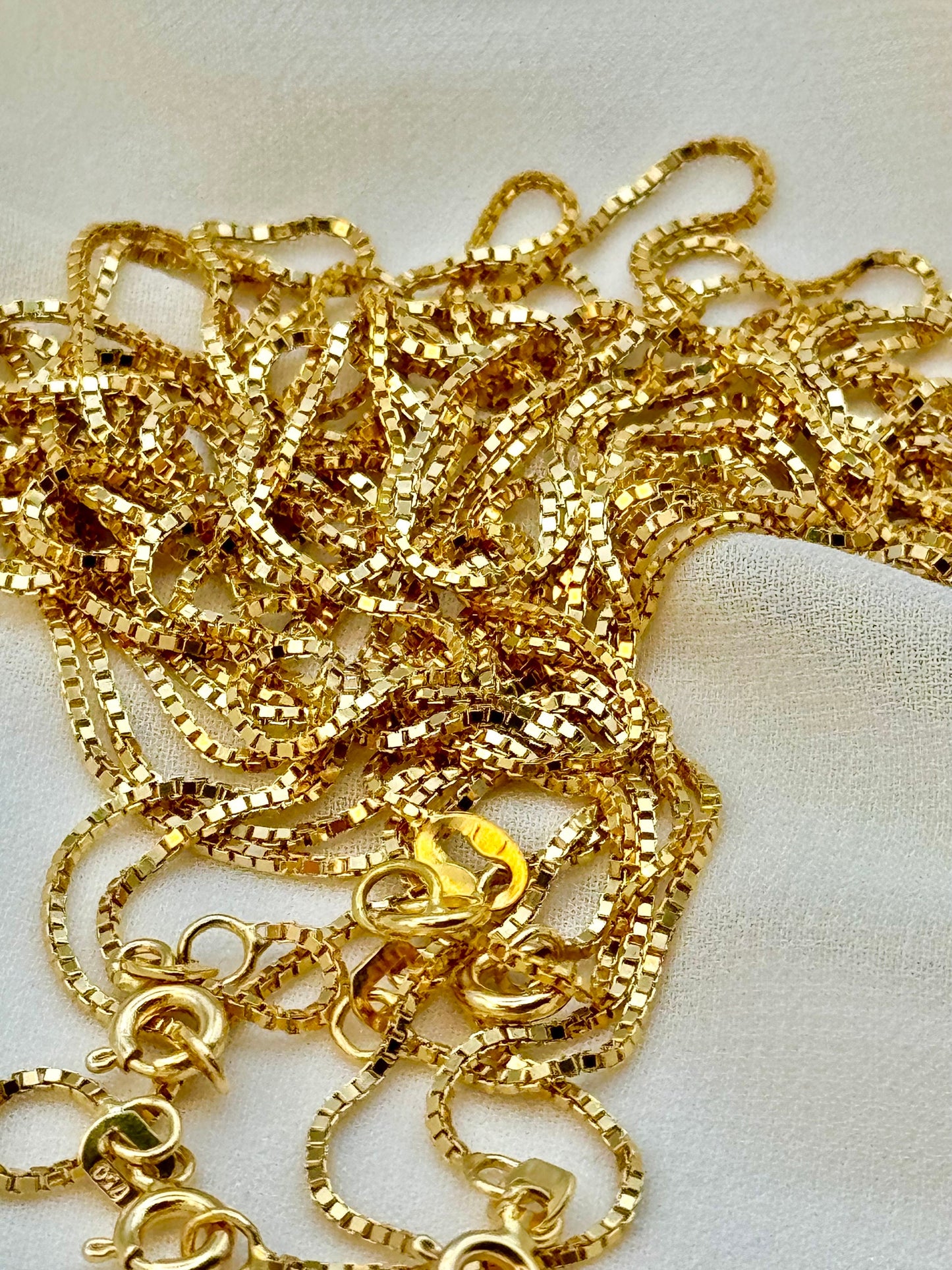 18K Solid Gold Box Chain Necklace 19.5" – Real Gold Chain for Men & Women | Box Link Chain | Birthday Gift