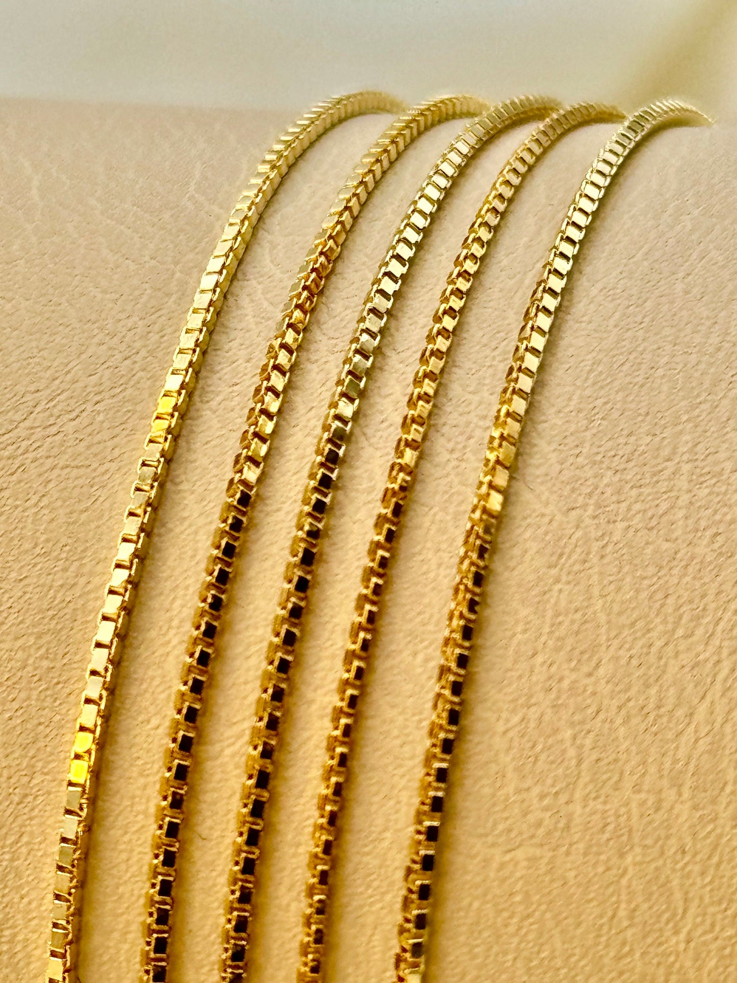18K Solid Gold Box Chain Necklace 19.5" – Real Gold Chain for Men & Women | Box Link Chain | Birthday Gift