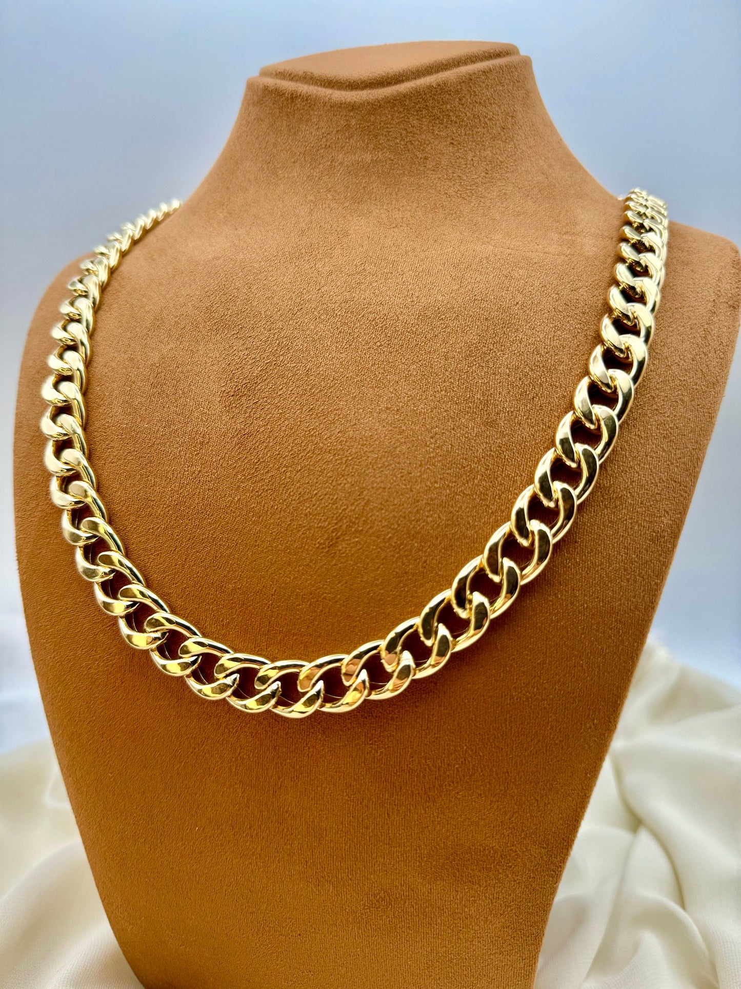 Collier gourmette en or véritable 18 carats – 24 pouces, 11,5 mm, chaîne en or de qualité supérieure pour lui et elle, cadeau idéal pour les anniversaires, les anniversaires et maman.
