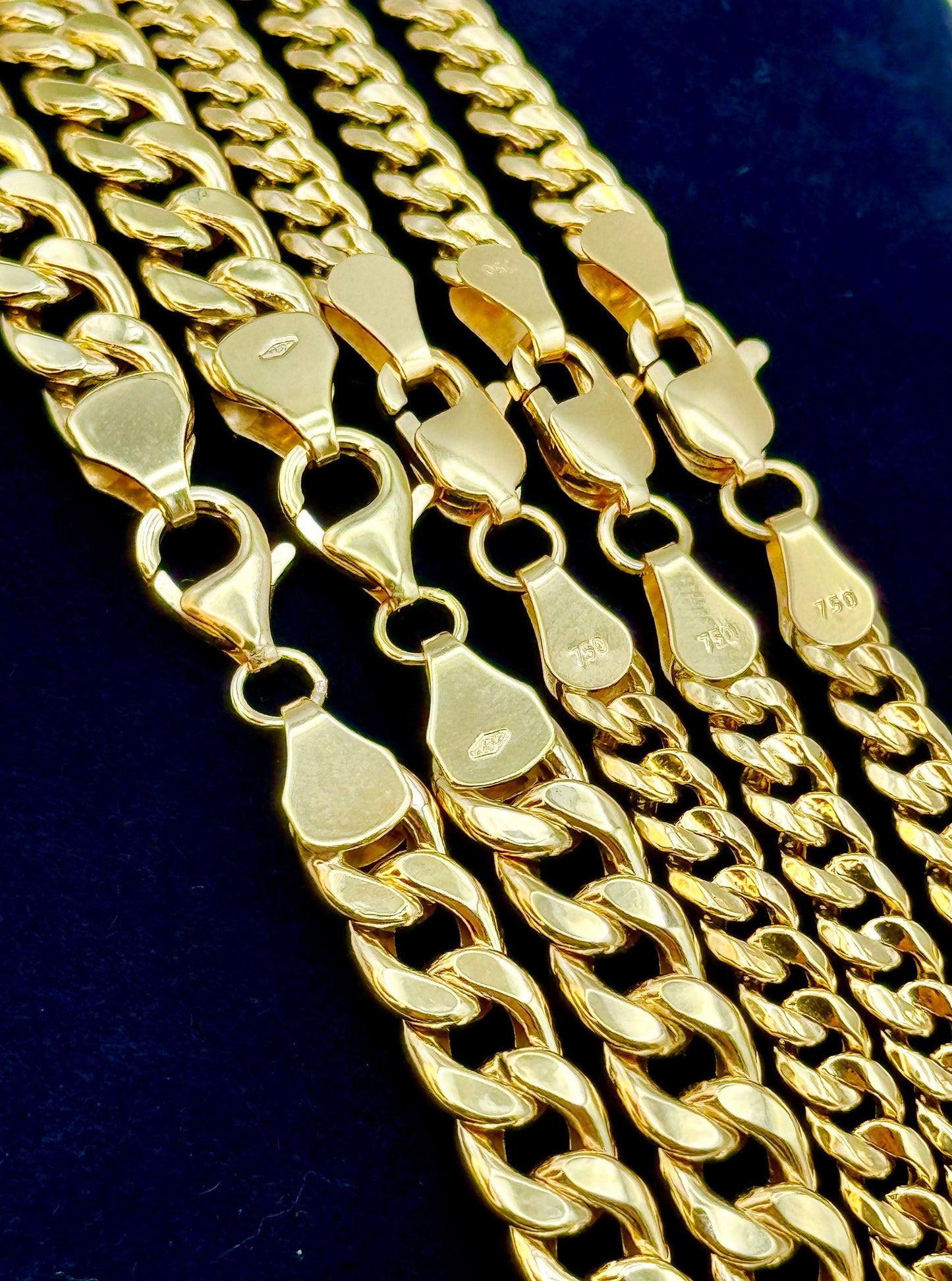 Collier à maillons gourmette en or 18 carats pour hommes et femmes, véritable chaîne en or cubain 18 carats.