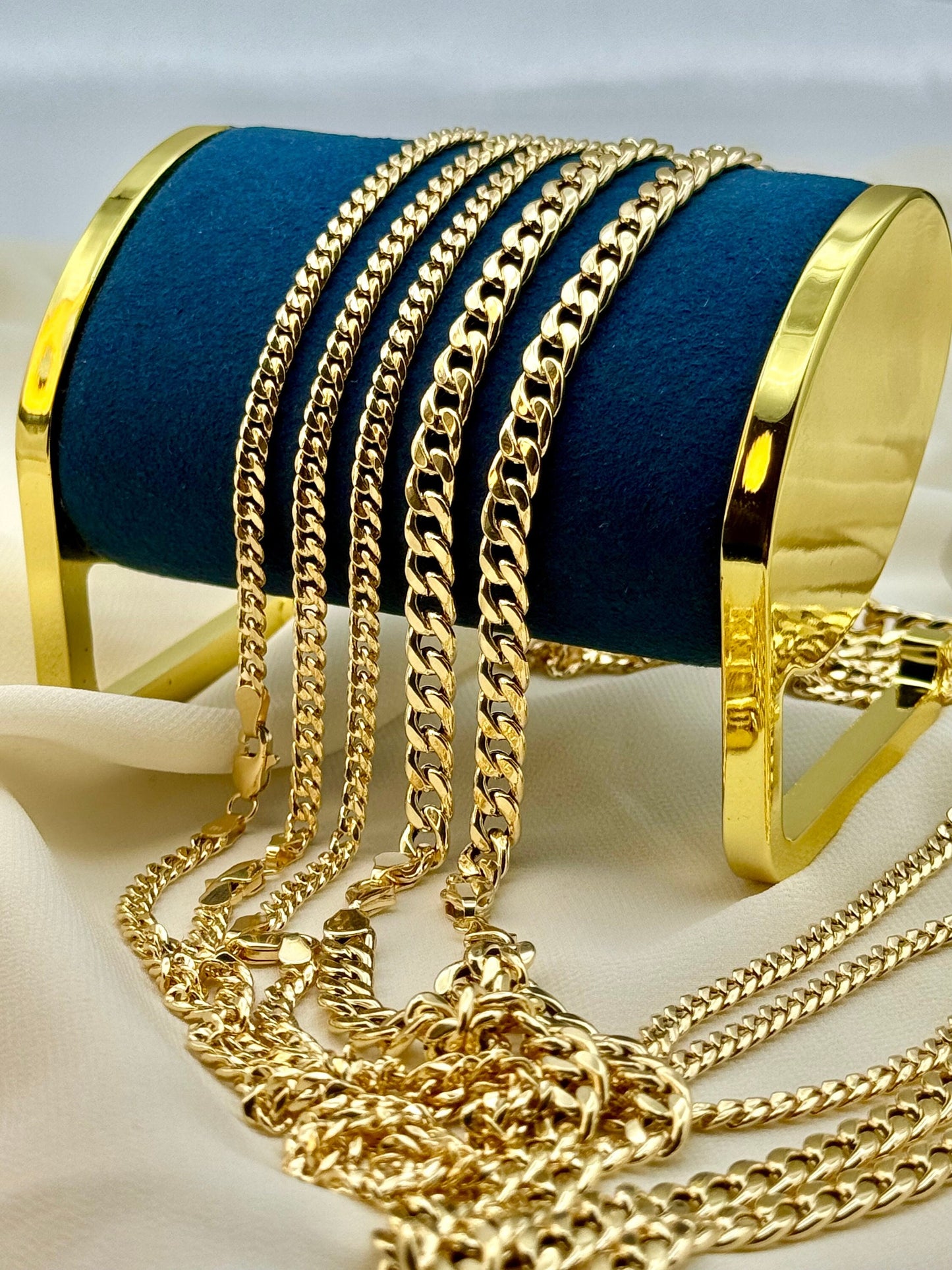 Collier à maillons gourmette en or 18 carats pour hommes et femmes, véritable chaîne en or cubain 18 carats.