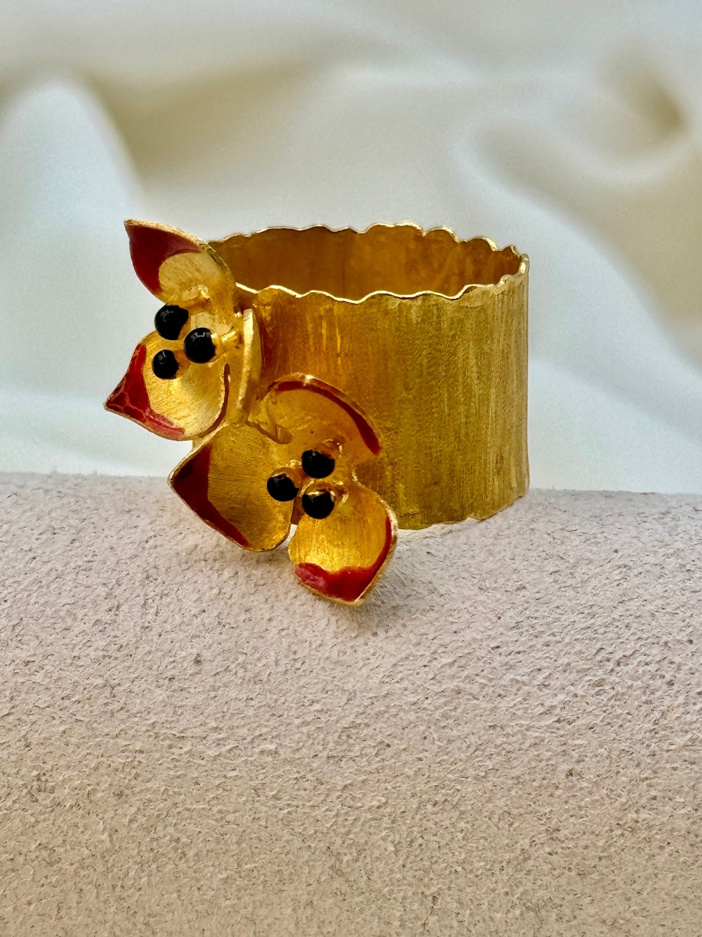 18k Solid Gold Flower Ring – Handmade, Unique Colorful Design, Perfect Gift for Her, Birthday or Anniversary, Gift for Mom