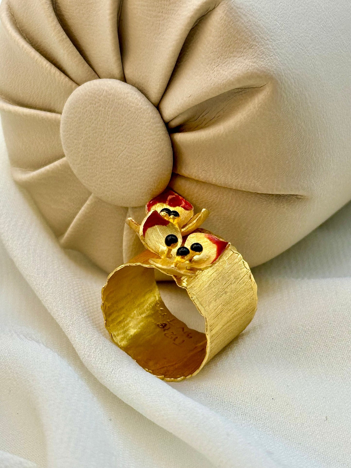 18k Solid Gold Flower Ring – Handmade, Unique Colorful Design, Perfect Gift for Her, Birthday or Anniversary, Gift for Mom