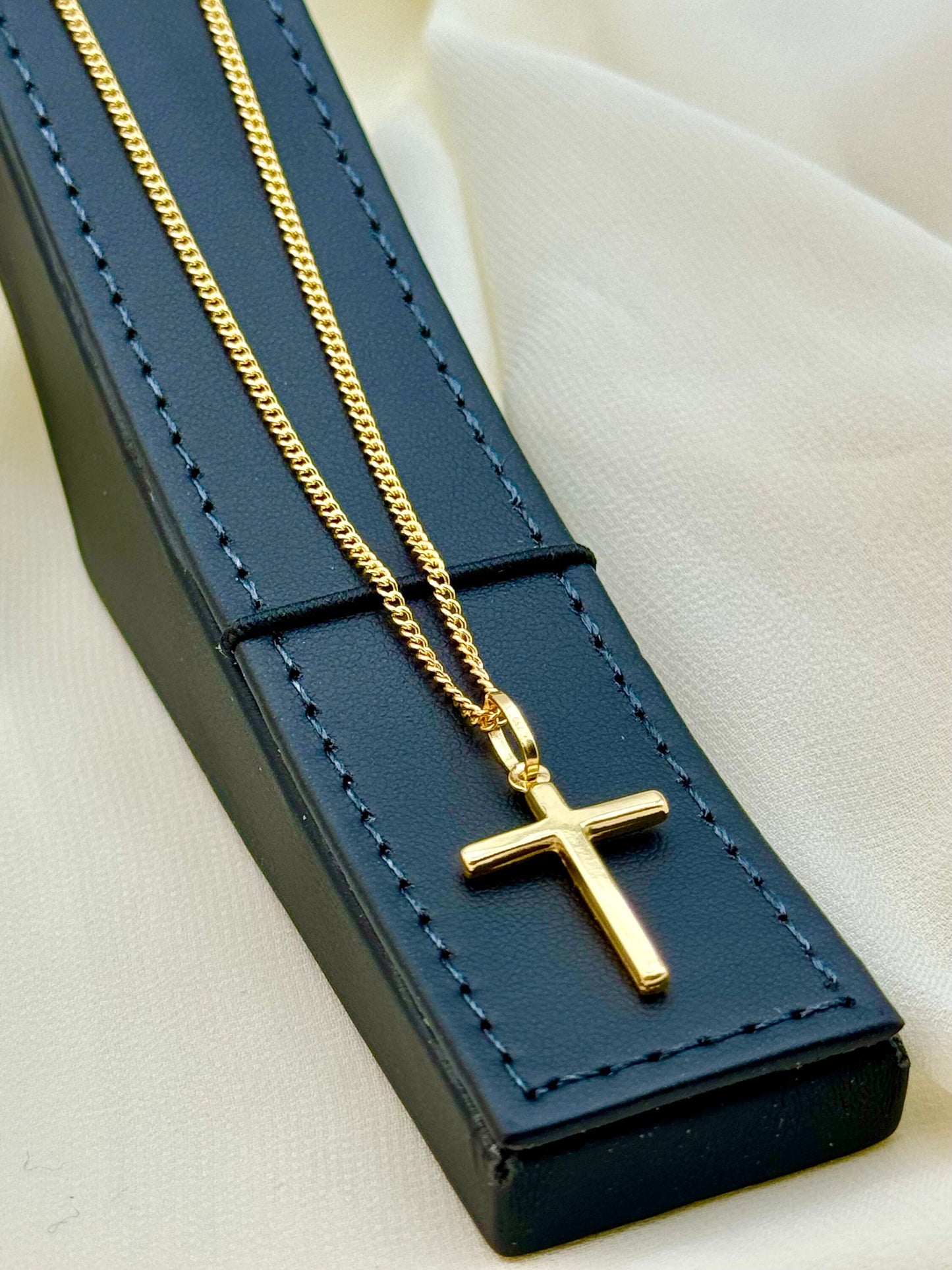 Collier croix en or massif 18 carats avec chaîne gourmette diamantée – 50,8 cm (2 mm), brillant et résistant, cadeau idéal pour elle ou lui, cadeau d'anniversaire