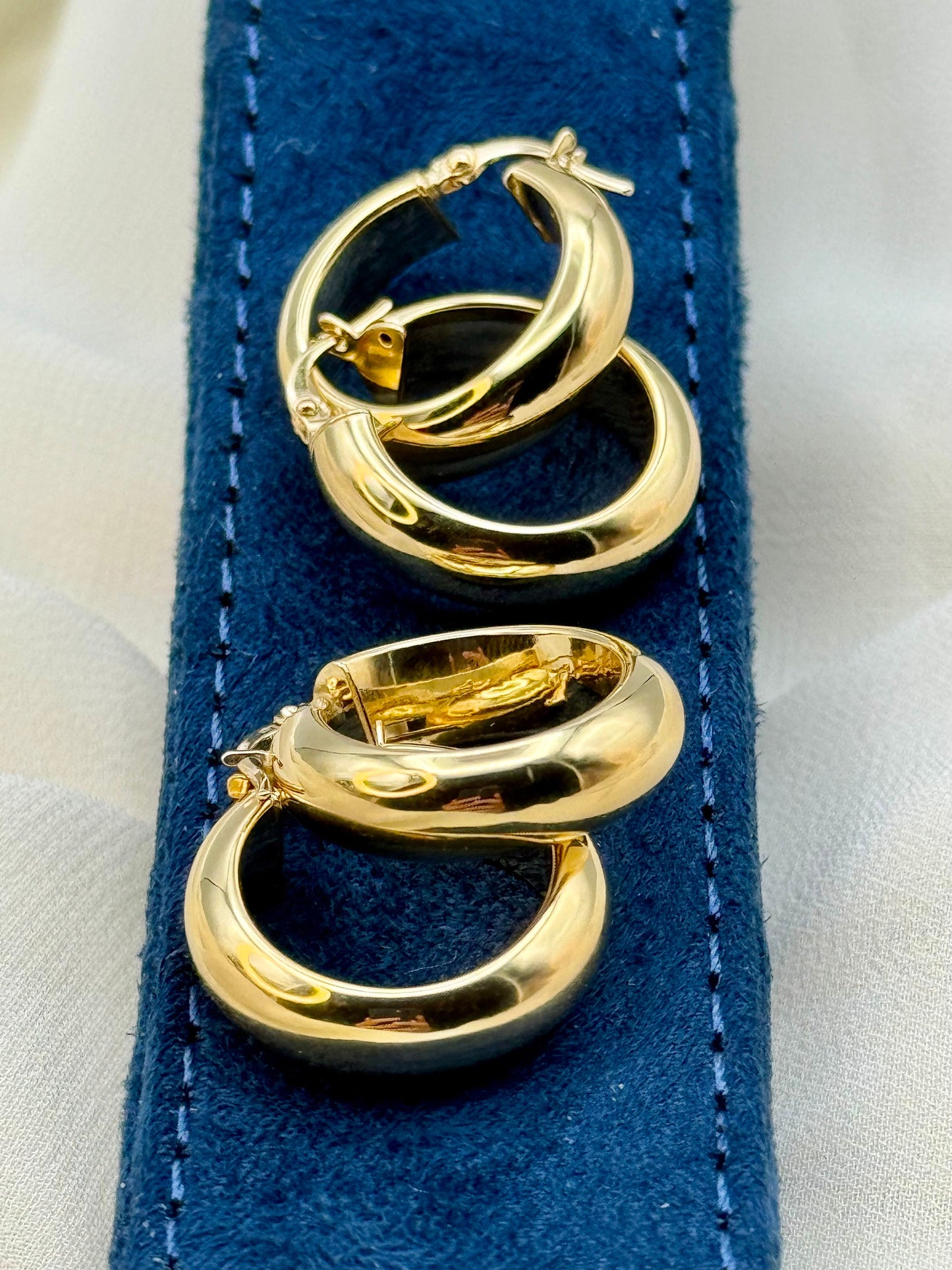 Créoles en or 18 carats – Grosses créoles pour elle | Boucles d'oreilles en or véritable | Cadeau d'anniversaire, de fête des Mères ou de fête des mères