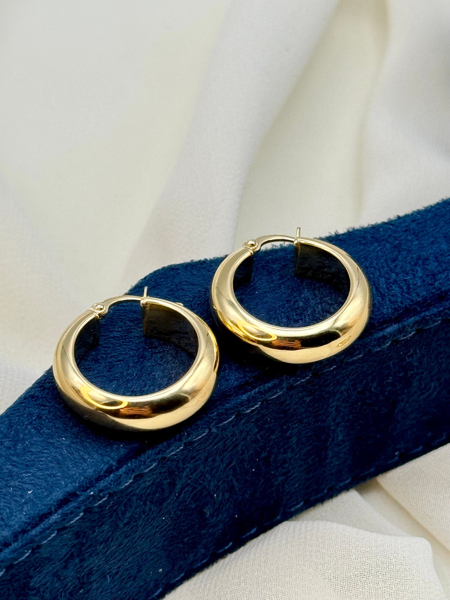 Créoles en or 18 carats – Grosses créoles pour elle | Boucles d'oreilles en or véritable | Cadeau d'anniversaire, de fête des Mères ou de fête des mères