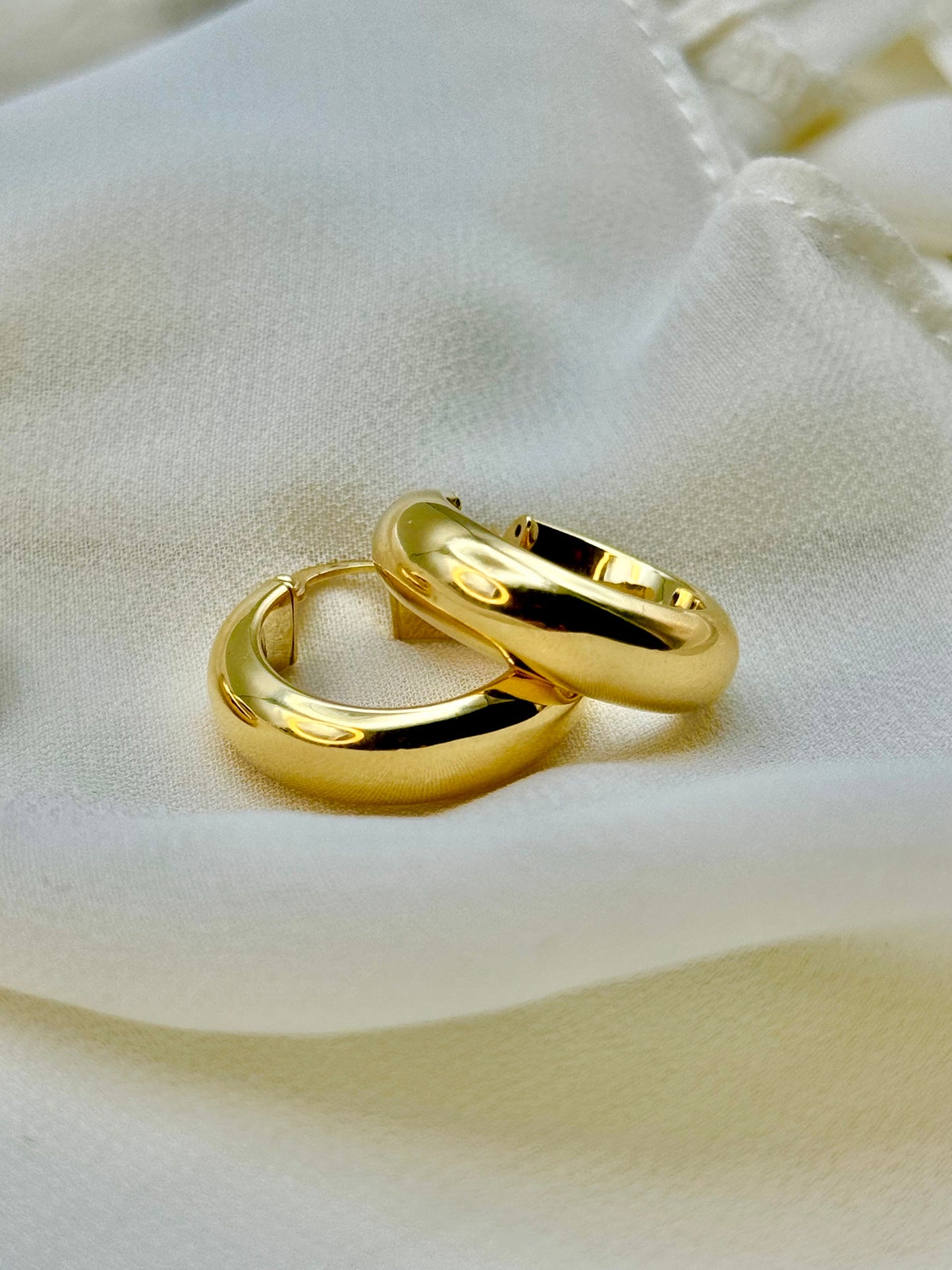 Créoles en or 18 carats – Grosses créoles pour elle | Boucles d'oreilles en or véritable | Cadeau d'anniversaire, de fête des Mères ou de fête des mères