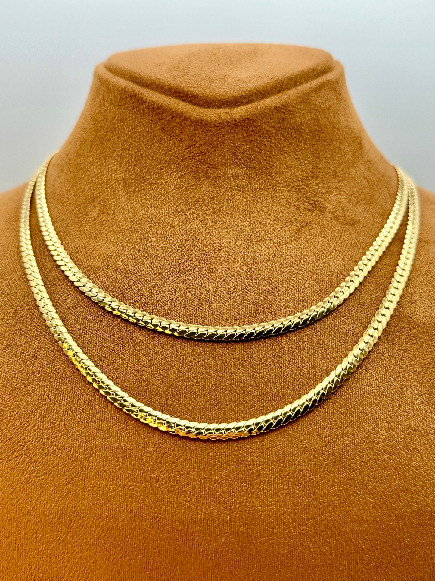 Collier chaîne gourmette en or 18 carats – 45 cm | Or véritable 4 mm pour homme et femme | Cadeau d'anniversaire idéal
