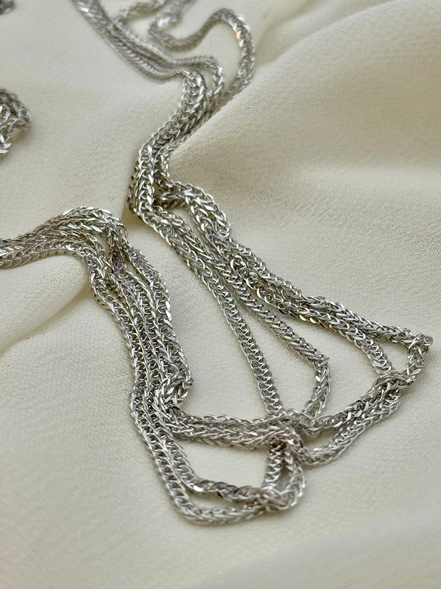 Collier chaîne en or blanc 18 carats avec motif queue de renard (blé) – Or blanc massif véritable | Chaîne style Franco | Cadeau de luxe pour elle ou lui | Cadeau d'anniversaire
