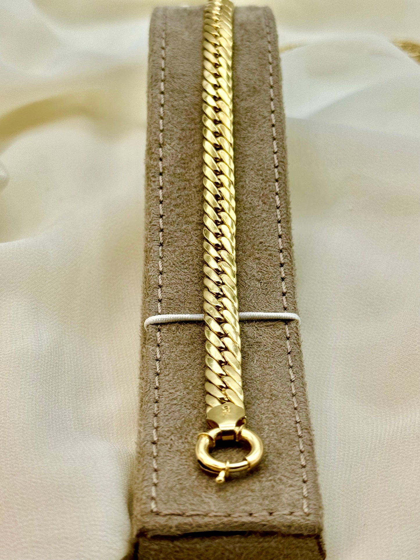 18k Solid Gold Curb Chain Necklace | 7mm Cuban Choker | 18" | Real 18k Gold | Perfect Anniversary & Birthday Gift