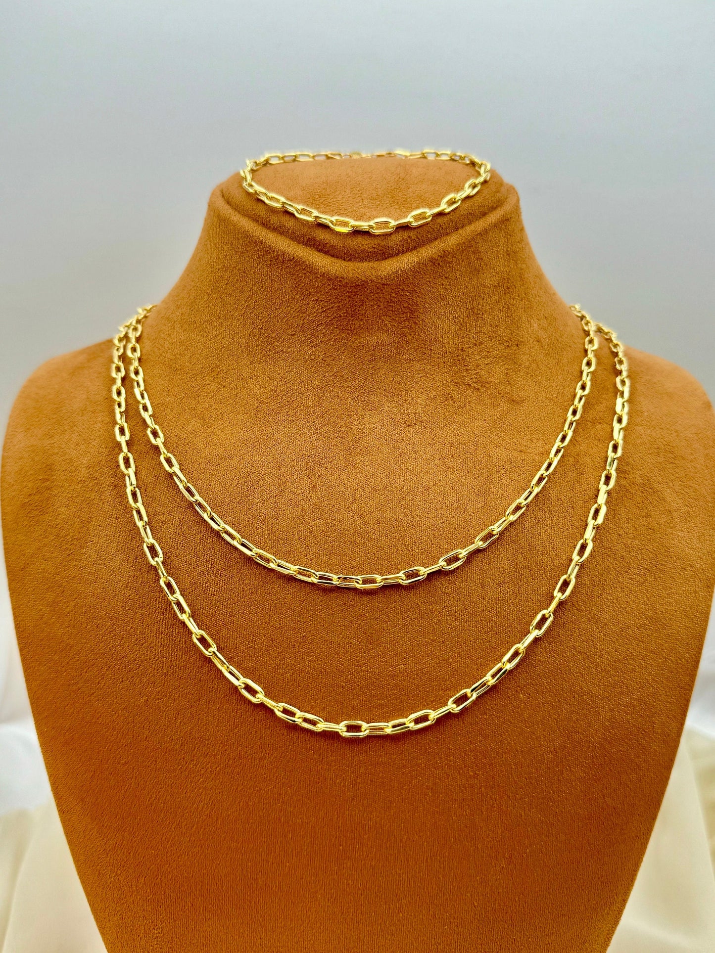 Collier chaîne forçat en or massif 18 carats – 45,7 cm, 50,8 cm, 55,9 cm | Chaîne en or véritable de 3,5 mm pour homme et femme | Cadeau idéal pour un usage quotidien ou un anniversaire