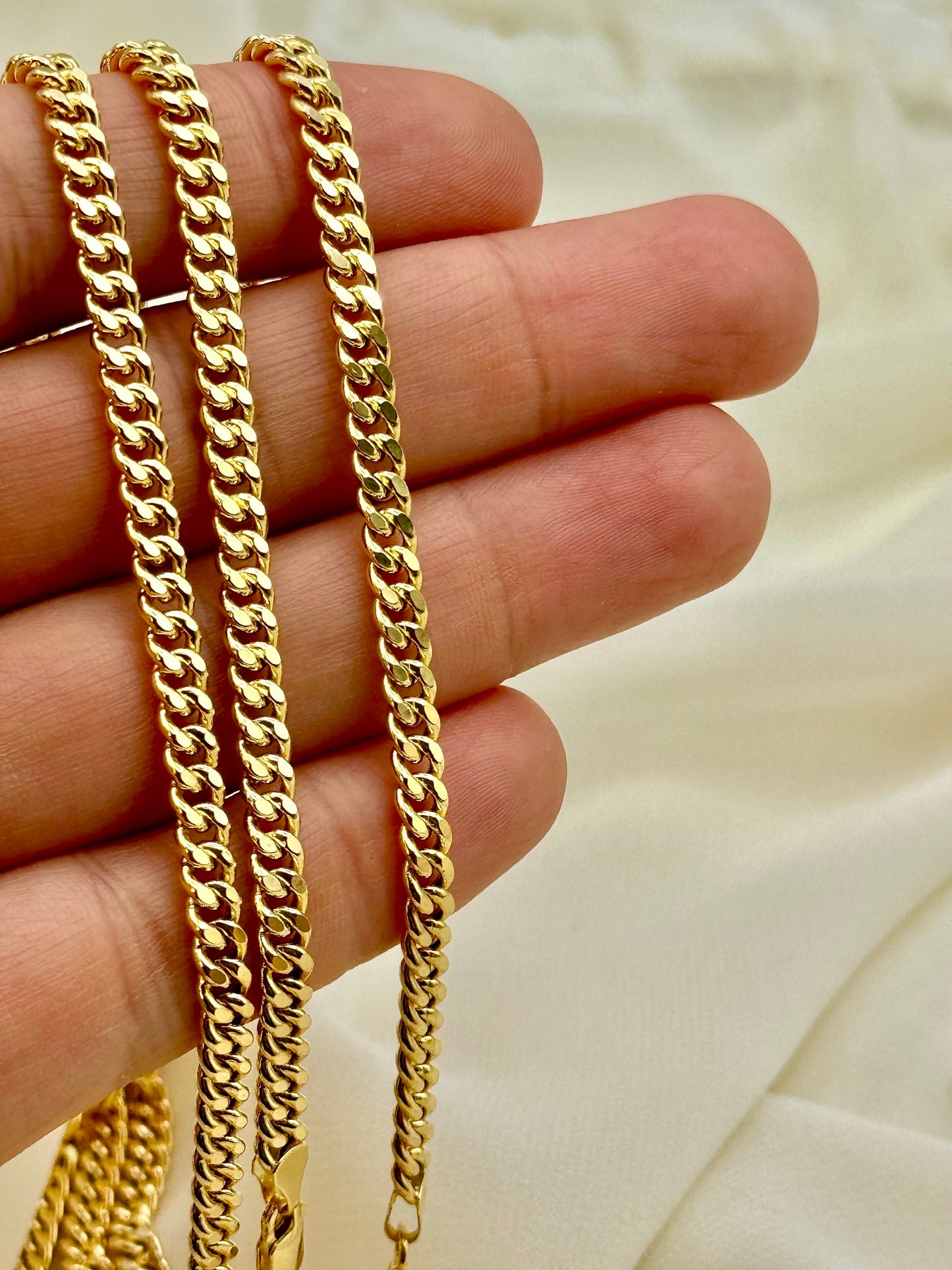 Collier à chaîne gourmette en or 14 carats, 4,30 mm – Chaîne à maillons gourmette en or véritable 14 carats, cadeau de Noël et d'anniversaire parfait pour lui et elle.