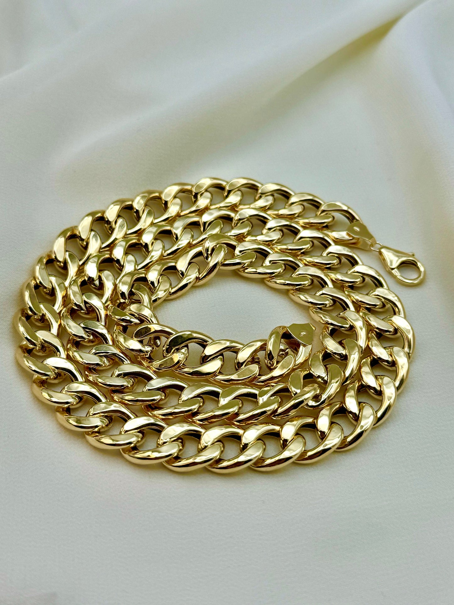 Collier gourmette en or véritable 18 carats – 24 pouces, 11,5 mm, chaîne en or de qualité supérieure pour lui et elle, cadeau idéal pour les anniversaires, les anniversaires et maman.